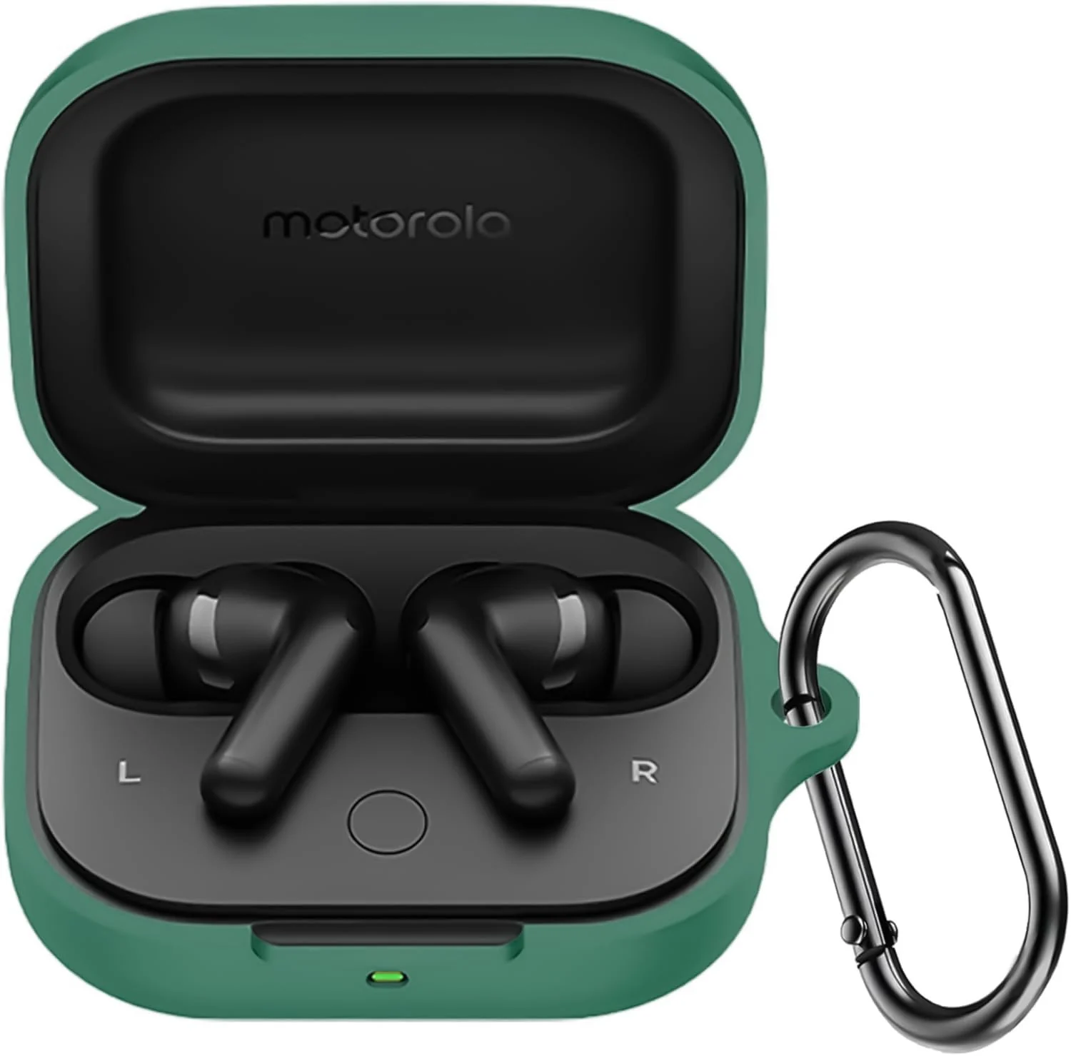 DL3 Mobilak Compatible with Motorola Moto Buds/Moto Buds Buds+Case Cover, Soft Silicone Shockproof Protective Case Wireless Earbuds with Carabiner, Front LED Visible