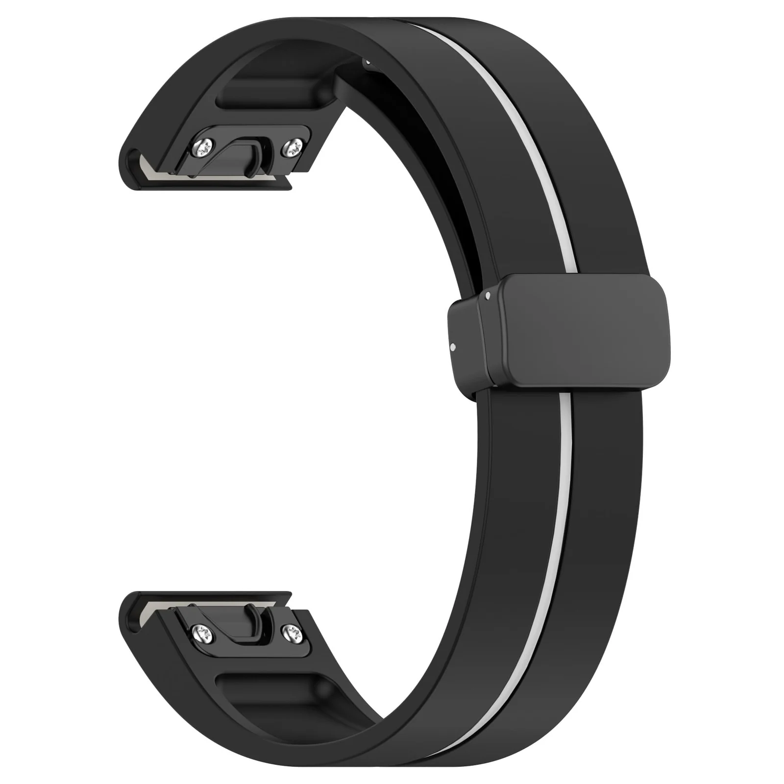 DL3 Mobilak Strap Silicone Magnetic Buckle 20MM For Samsung Gear Sport/Watch 6/5/4/5 Pro 45mm/S2 classic/active 2 40mm 44mm/Amazfit GTS 2/2e/GTS 3/3 Pro/GTS 4/GTS 2 Mini/3 Mini/4 Mini/Bip 3/Bip 3 Pro - Black White