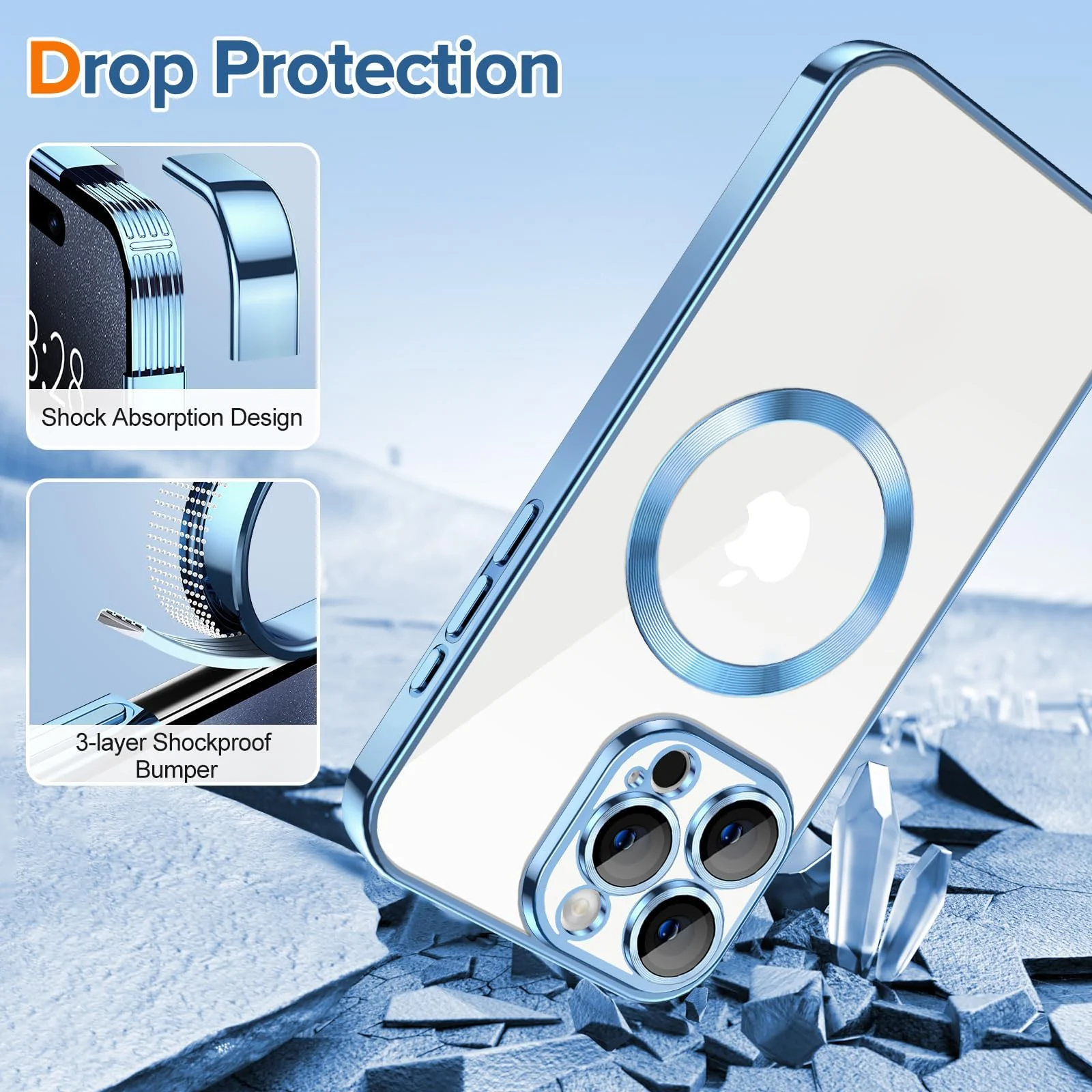 DL3 Mobilak Plated-Edge TPU Protective Case with Camera Protection for iPhone 13 Pro Max - Sierra Blue
