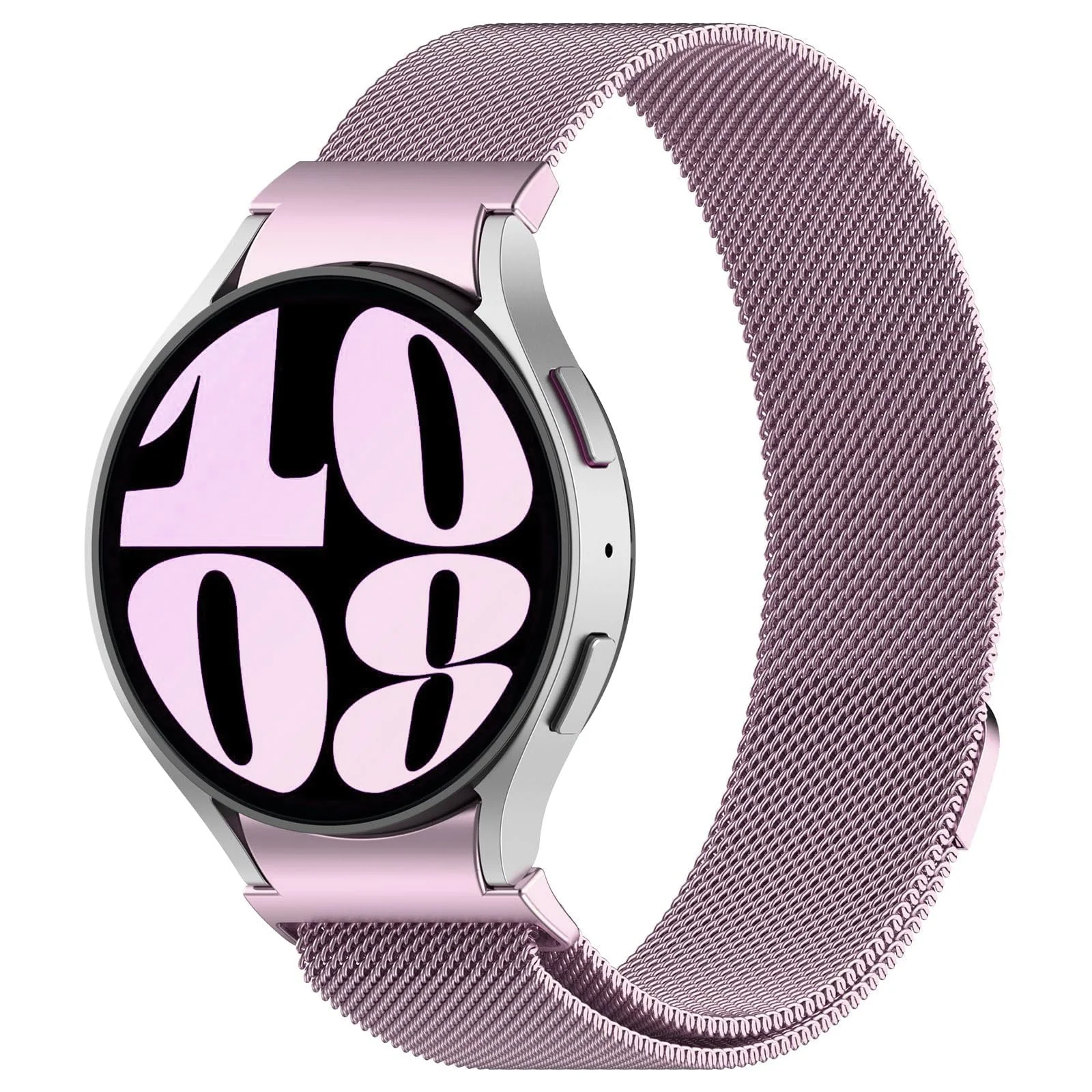 DL3 MOBILAK Milanese Magnetic Stainless-Steel Watch Strap for Samsung Galaxy Watch 4 and 4 Classic and 5 and 5 Pro and 6 and 6 Classic - A-Pink