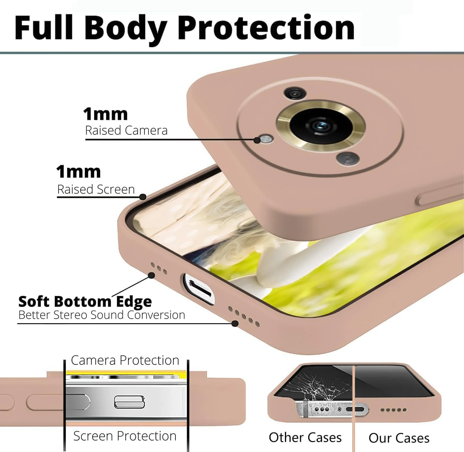 DL3 Mobilak Liquid Silicone Protective Case with Soft Microfiber Lining with Full Camera Protection for realme 11 Pro & realme 11 Pro+ Plus 5G - Light Orange