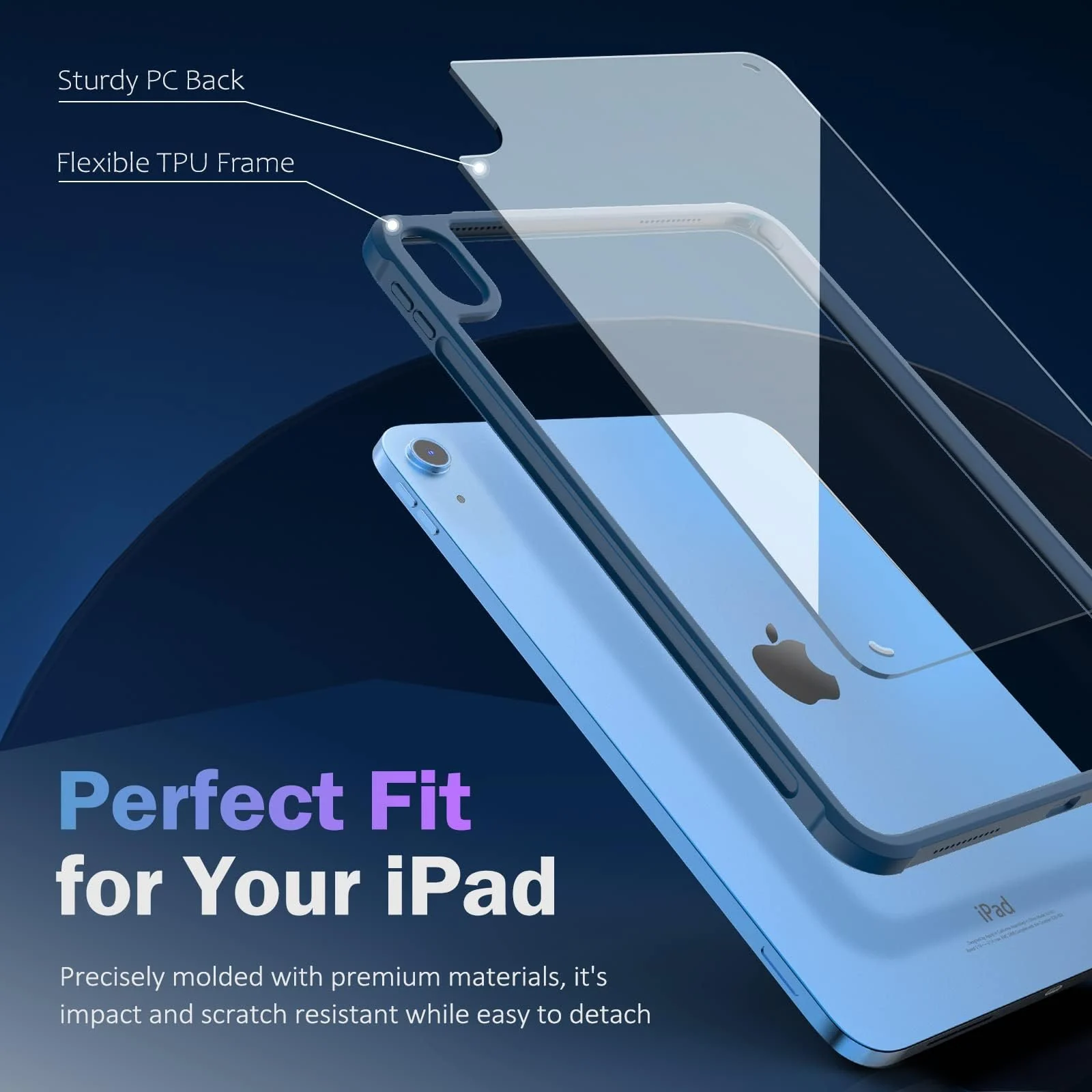 DL3 Mobilak Case for iPad 10.2-Inch (9th/8th/7th Generation, 2021/2020/2019), Case Clear, iPad Case Slim Transparent Hard PC Back Cover TPU Frame Shell - Blue