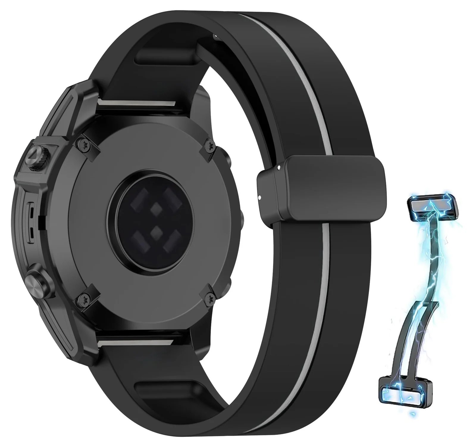 Dl3 Mobilak Strap Silicone Magnetic Buckle 20MM Compatible with Samsung Gear Sport/Watch 6/5/4/5 Pro 45MM/S2 classic/active 2 40MM 44MM/Amazfit GTS 2/2e/3/3 Pro/4/GTS 2 Mini/3 Mini/4 (Red Black)