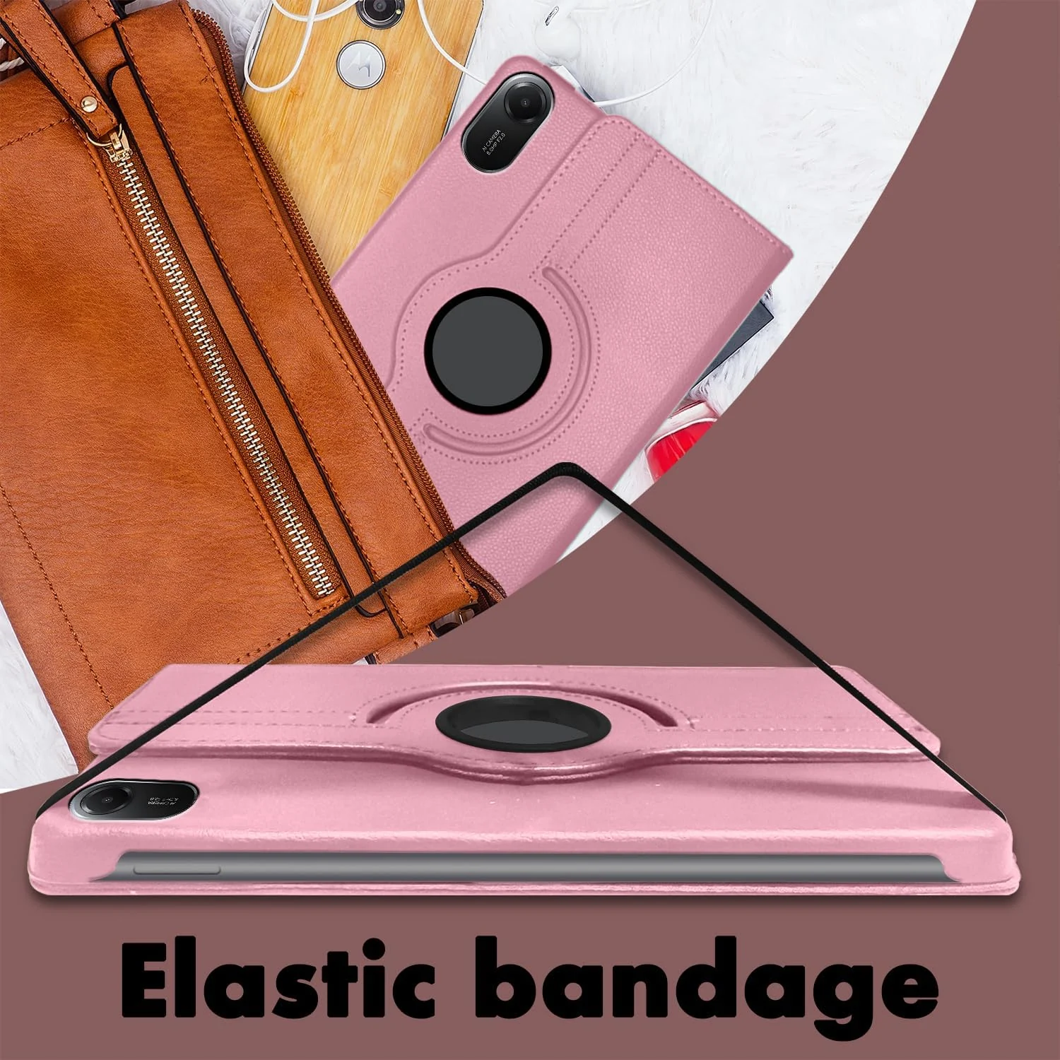 DL3 Mobilak Protective Cover for iPad Pro 13 inch Case M5/M4 (2025/2024), 360° Rotatable Smart Stand, Leather Folio Flip Cover with Multi-Angle Viewing, Auto Wake Sleep - Pink