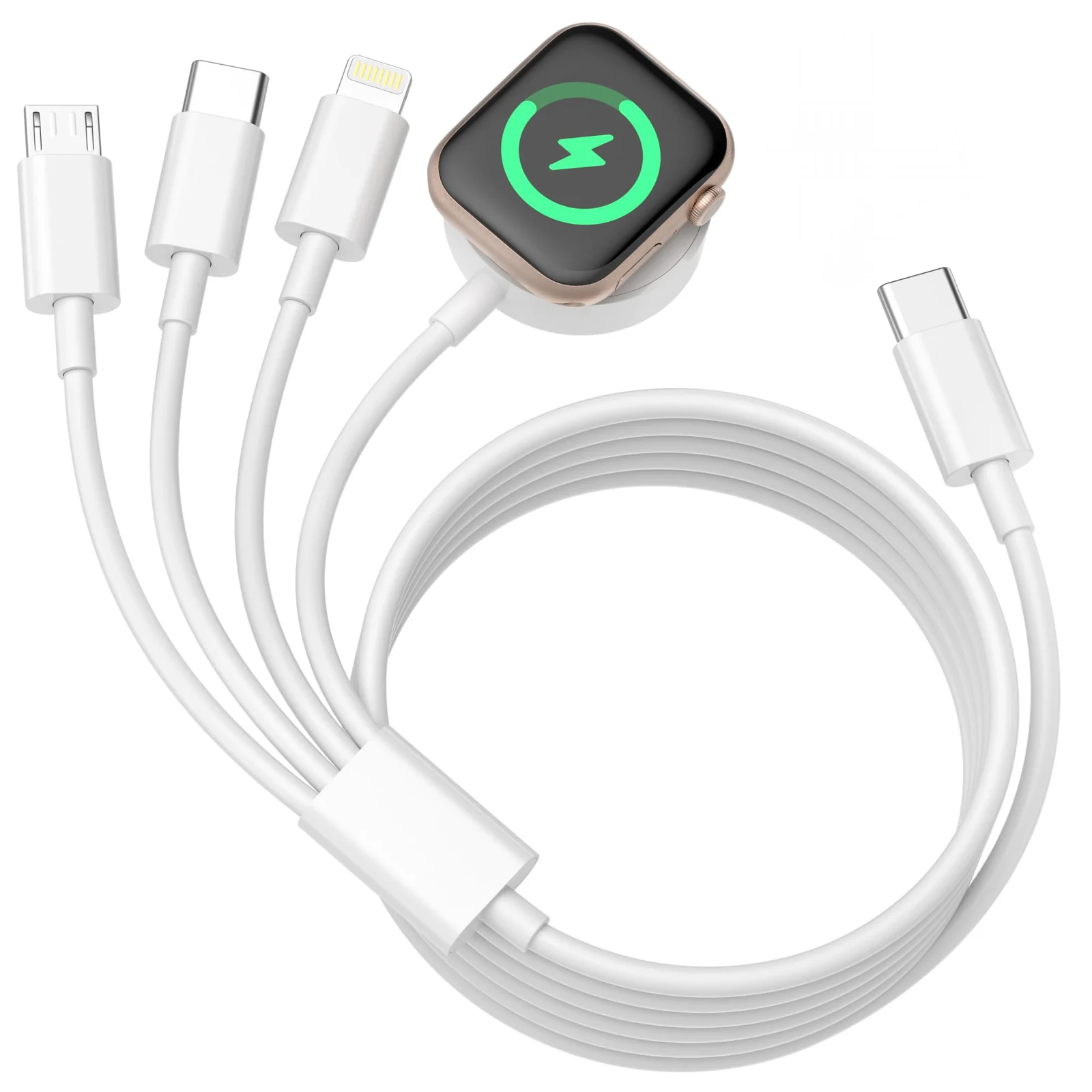 DL3 Mobilak 4 in 1 Cable Compatible for Apple Watch Charger Cable, iPhone and iWatch Charger Cable iPhone Watch Charger USB-C Magnetic Charging Cable for iWatch 9 8 7 6 SE Ultra, iPhone 13 14 15 16, Android - Unspecified