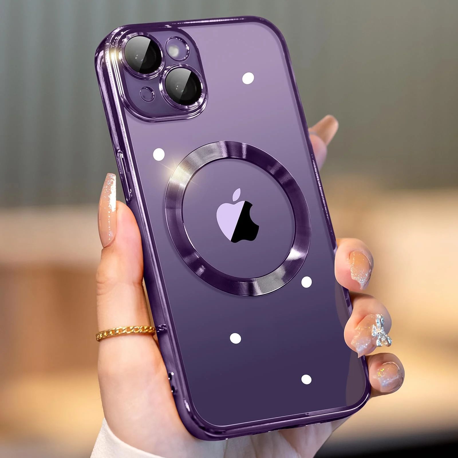 DL3 MOBILAK MagSafe Phone Case with Camera Lens Protector for Apple iPhone 14, Deep Purple