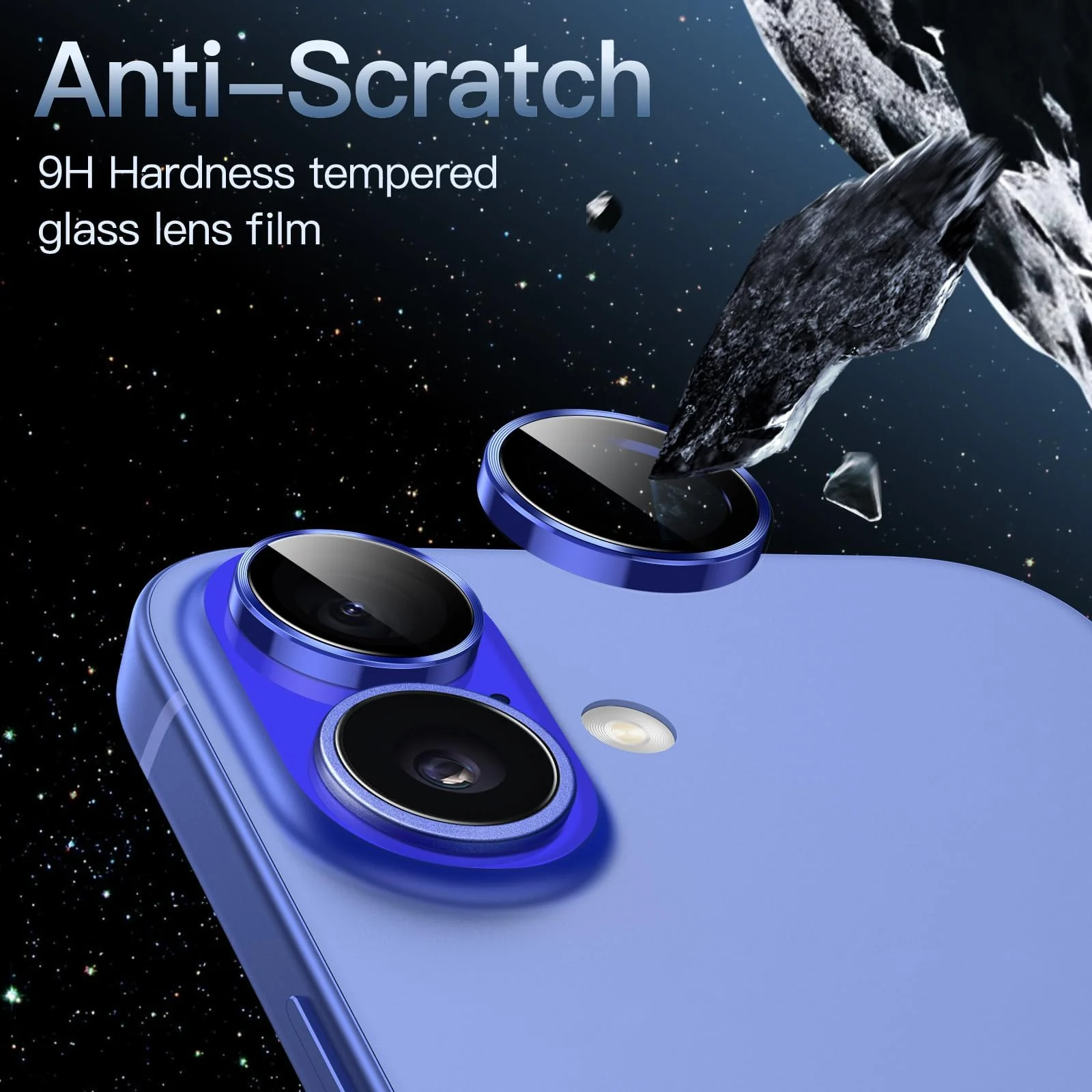 DL3 Mobilak Camera Lens Protector For iPhone 16/iPhone 16+ Plus, [Keep Original Shooting] Tempered Glass Screen Protector Metal Individual Camera Cover, Case Friendly - Ultramarine