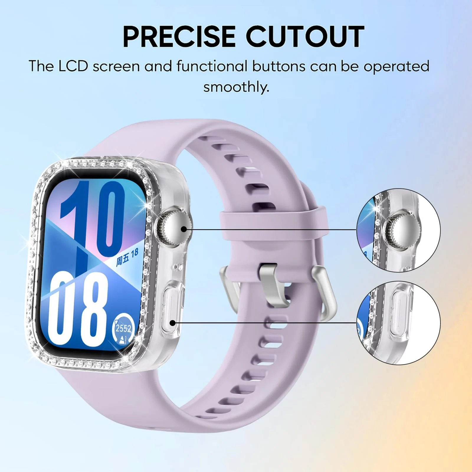 DL3 Mobilak Bling Case Without screen protector for Huawei Watch Fit 4, Hard PC Frame Case, Crystal Diamonds Bumper Cover for Women Girls, Slim Protective Cover for Huawei Watch Fit 4 - Clear