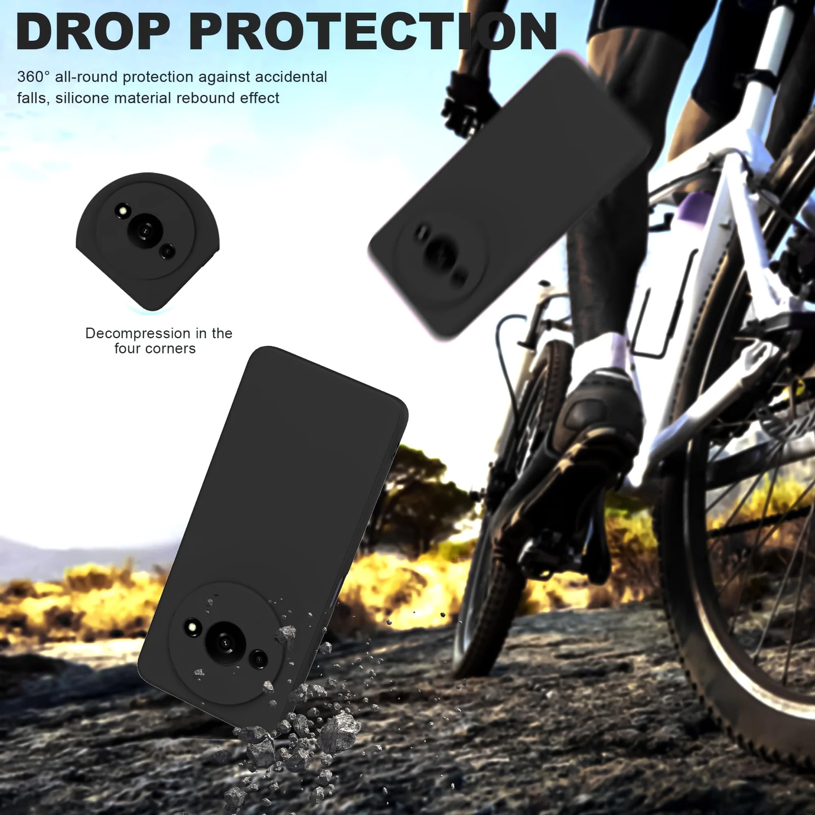 DL3 Mobilak Liquid Silicone Case for Xiaomi Redmi A3, Shock-absorbing protection, Scratch-resistant surface, Soft microfiber lining - Black