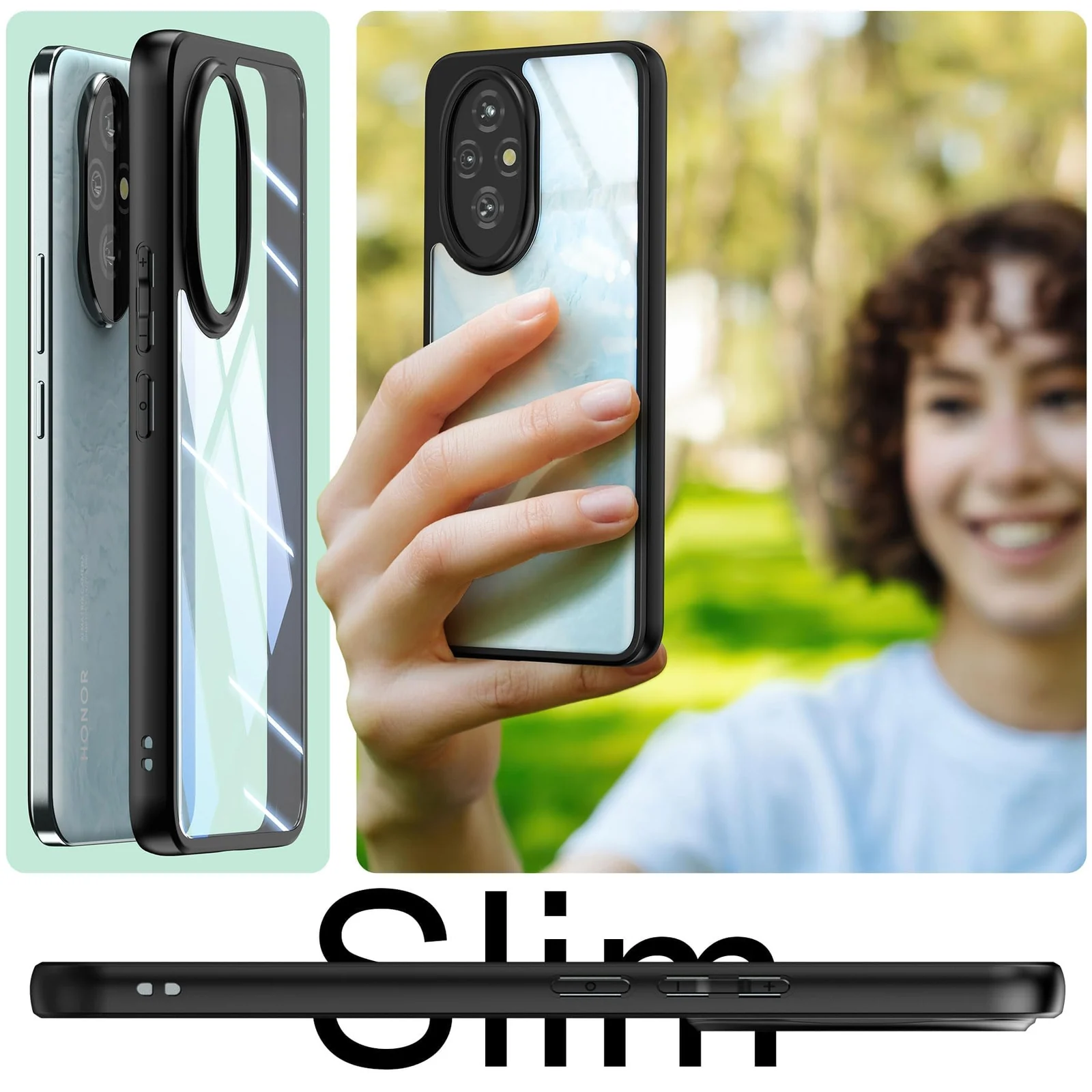 DL3 Mobilak Silicone Protective Case for Honor 200 5G, Camera protection, Shock-absorbing protection, Scratch-resistant surface - Black
