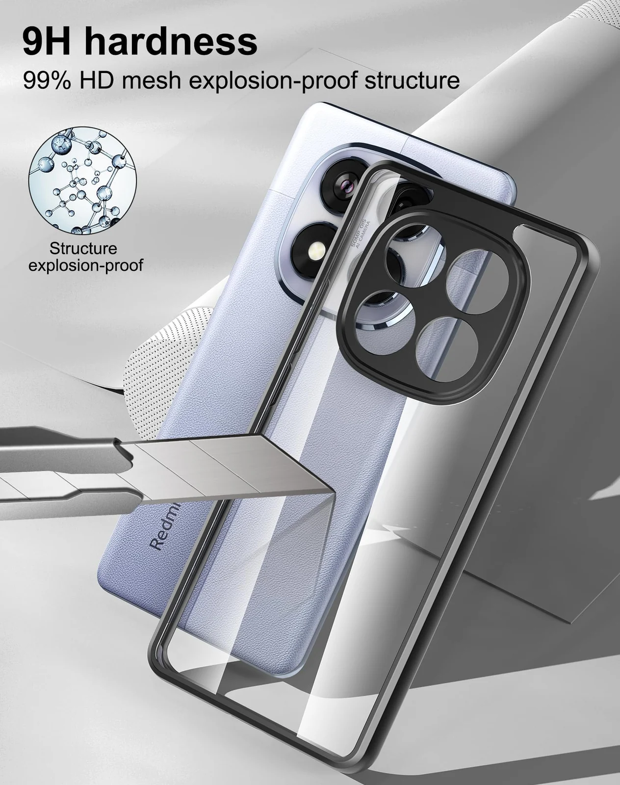 DL3 Mobilak Clear Protective Case for Xiaomi Redmi Note 14 Pro Plus 5G - Black