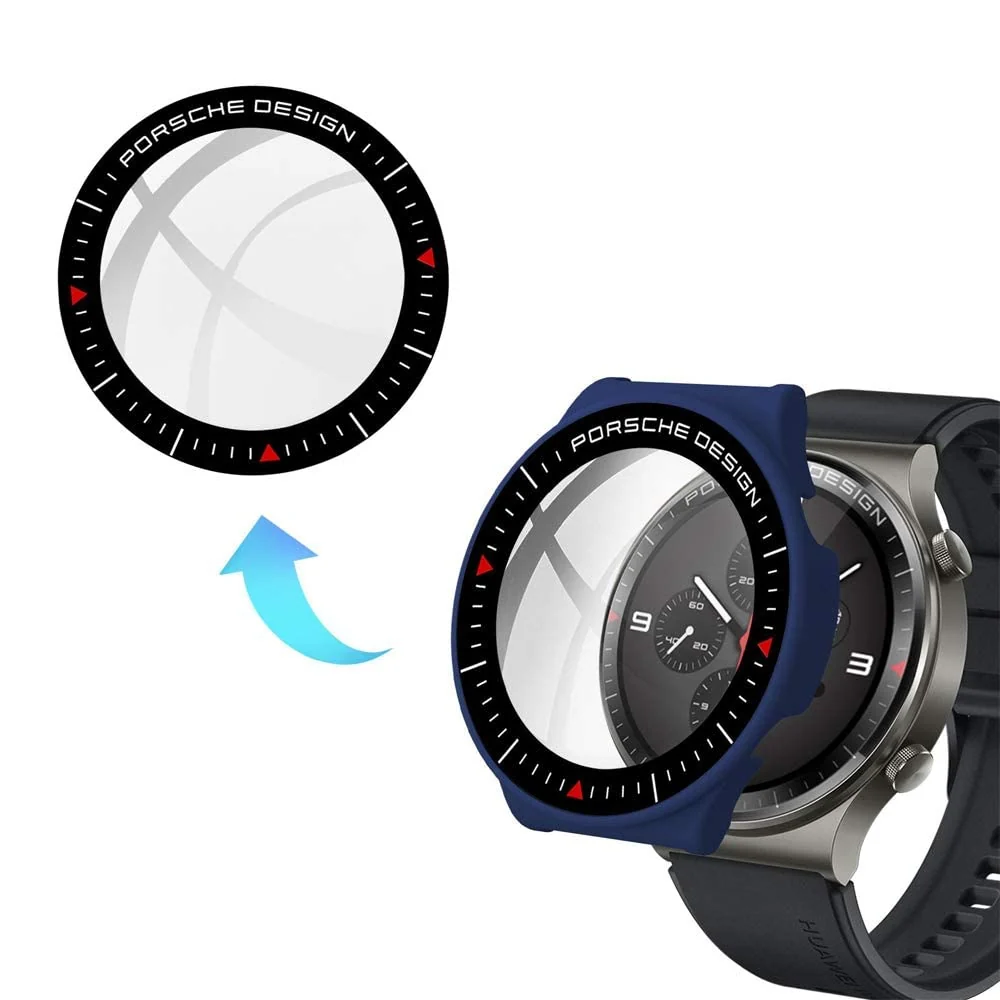 DL3 Mobilak Case Compatible with Huawei Watch GT2 Pro PC Cover with Bezel Tempered Glass Protection, Ultra Thin Full Protection for Huawei Watch GT 2 Pro Protective Case - Blue
