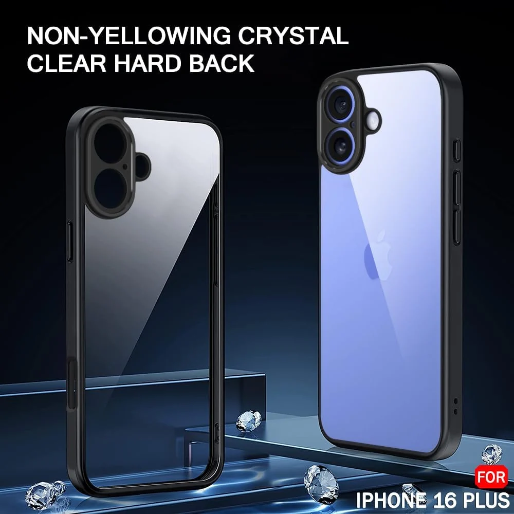 DL3 Mobilak Clear TPU Case for iPhone 16 + Plus 6.7-Inch, Camera protection, Shock-absorbing protection, Scratch-resistant surface - Gray