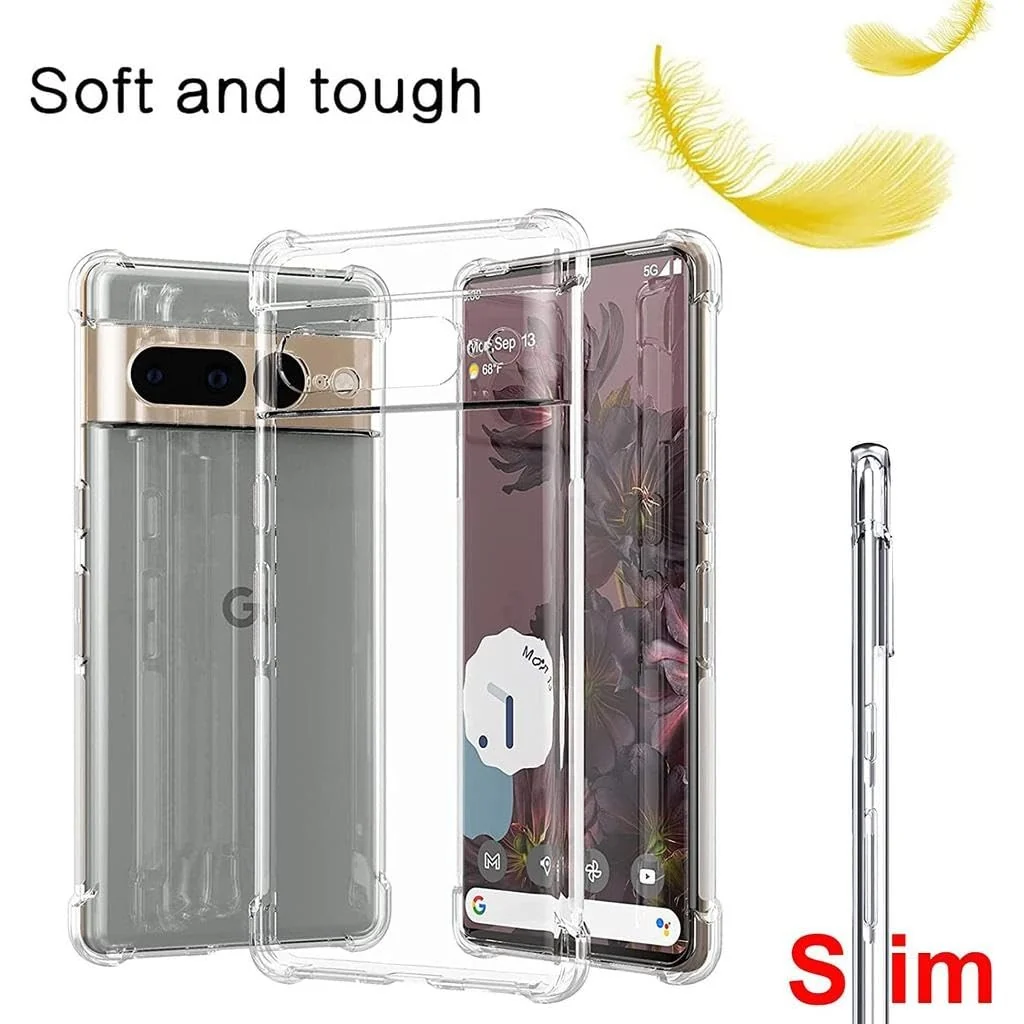 DL3 Mobilak Case Compatible with Google Pixel 7 Pro, Cover Silicone TPU Gorilla Anti-shock Protector Camera Shockproof Corners - Clear