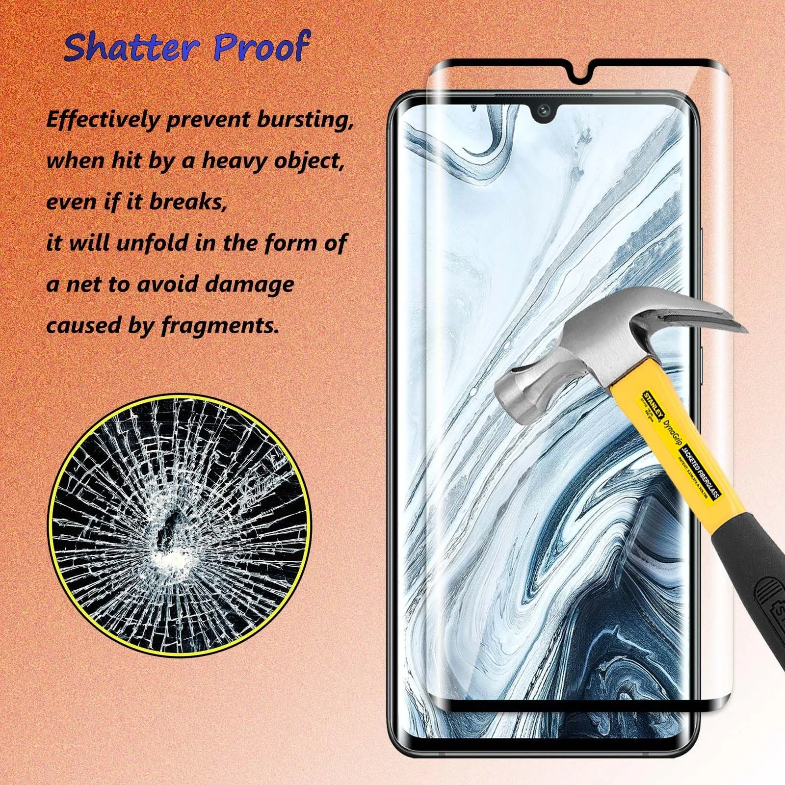 DL3 Mobilak Screen Protector for Xiaomi Mi Note 10 Pro/Mi Note 10 Lite/Mi Note 10, Tempered Glass Screen Saver Premium HD Protective, Scratch Resistant, NO-Bubble, 9H Hardness, Full Coverage Film - Clear