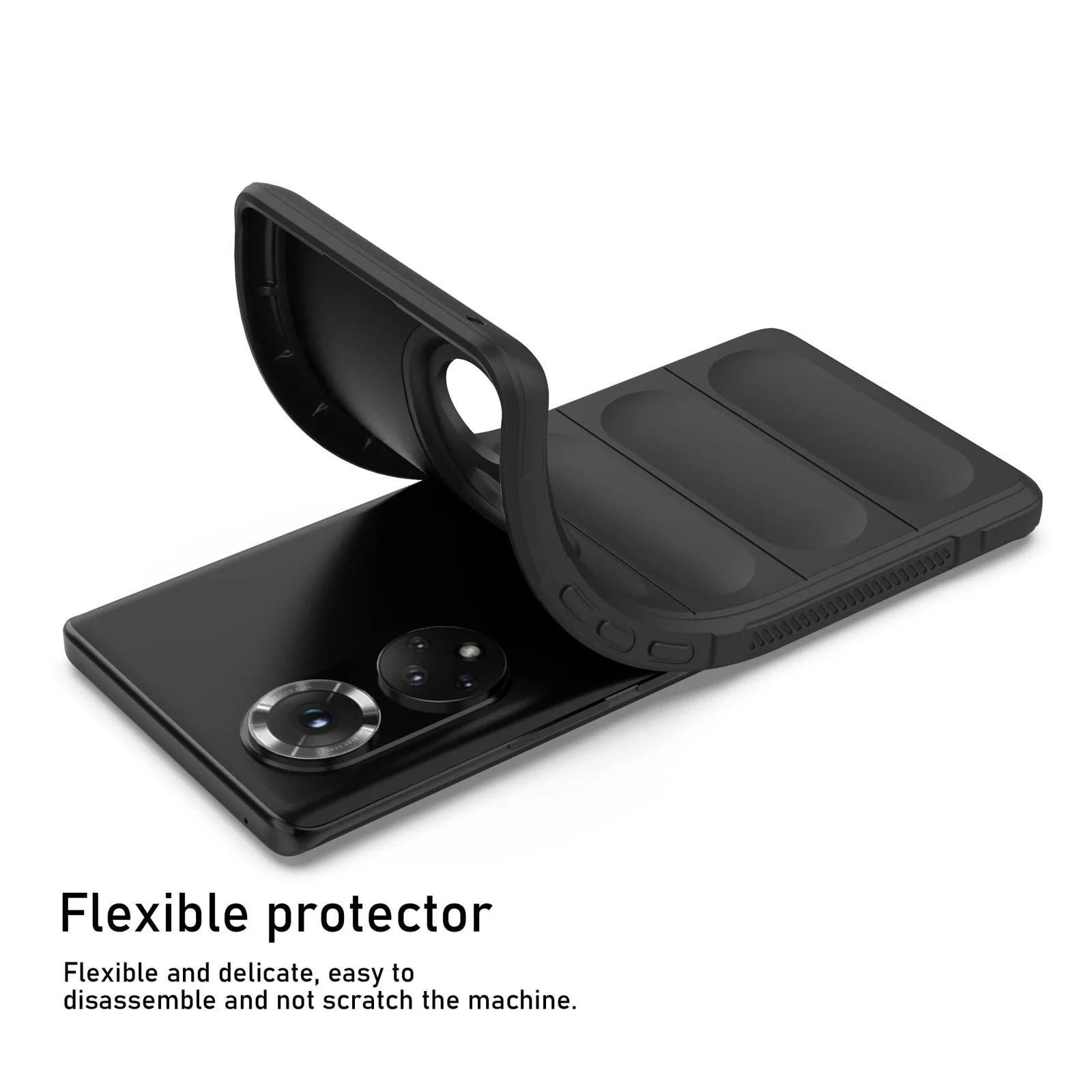 DL3 Mobilak Flexible Silicone and TPU Protective Case with Camera Protection for Honor 50 / Huawei Nova 9 - Black