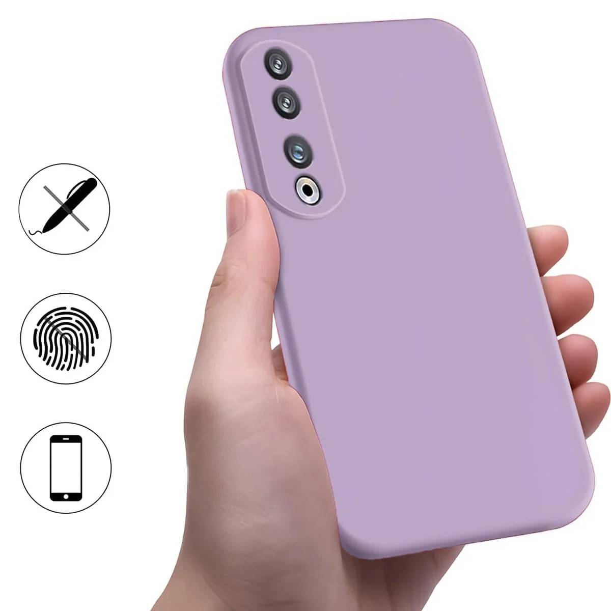 DL3 Mobilak Soft Silicone Protective Case for Honor 70 with Microfiber Lining and Shockproof Design - Lavender