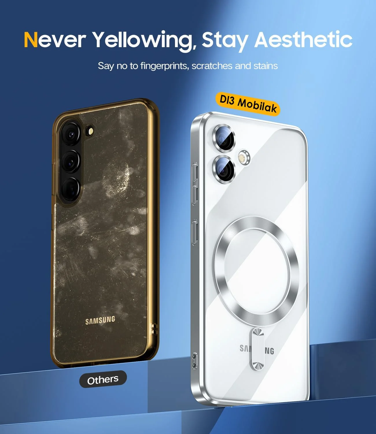 DL3 Mobilak Clear MagSafe-Compatible TPU Case and Camera Lens Protector for Samsung Galaxy A06 - Silver