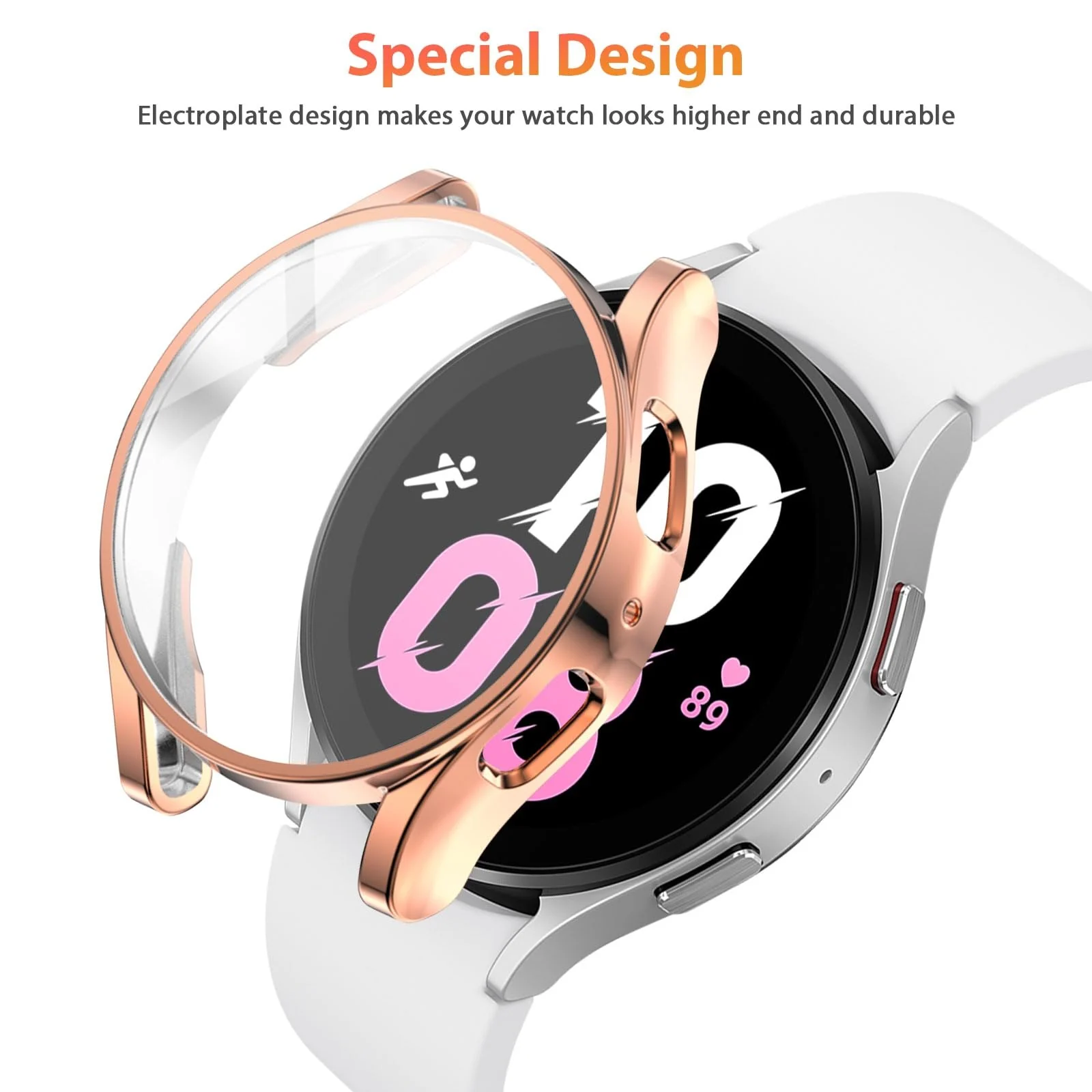 DL3 Mobilak Case Compatible with Samsung Galaxy Watch 4 44mm 2021 & Watch 5 44mm 2022 Case All-Around Screen Protector Watch Soft TPU Shockproof Cover Slim Guard Thin Bumper Protector - Rose Gold