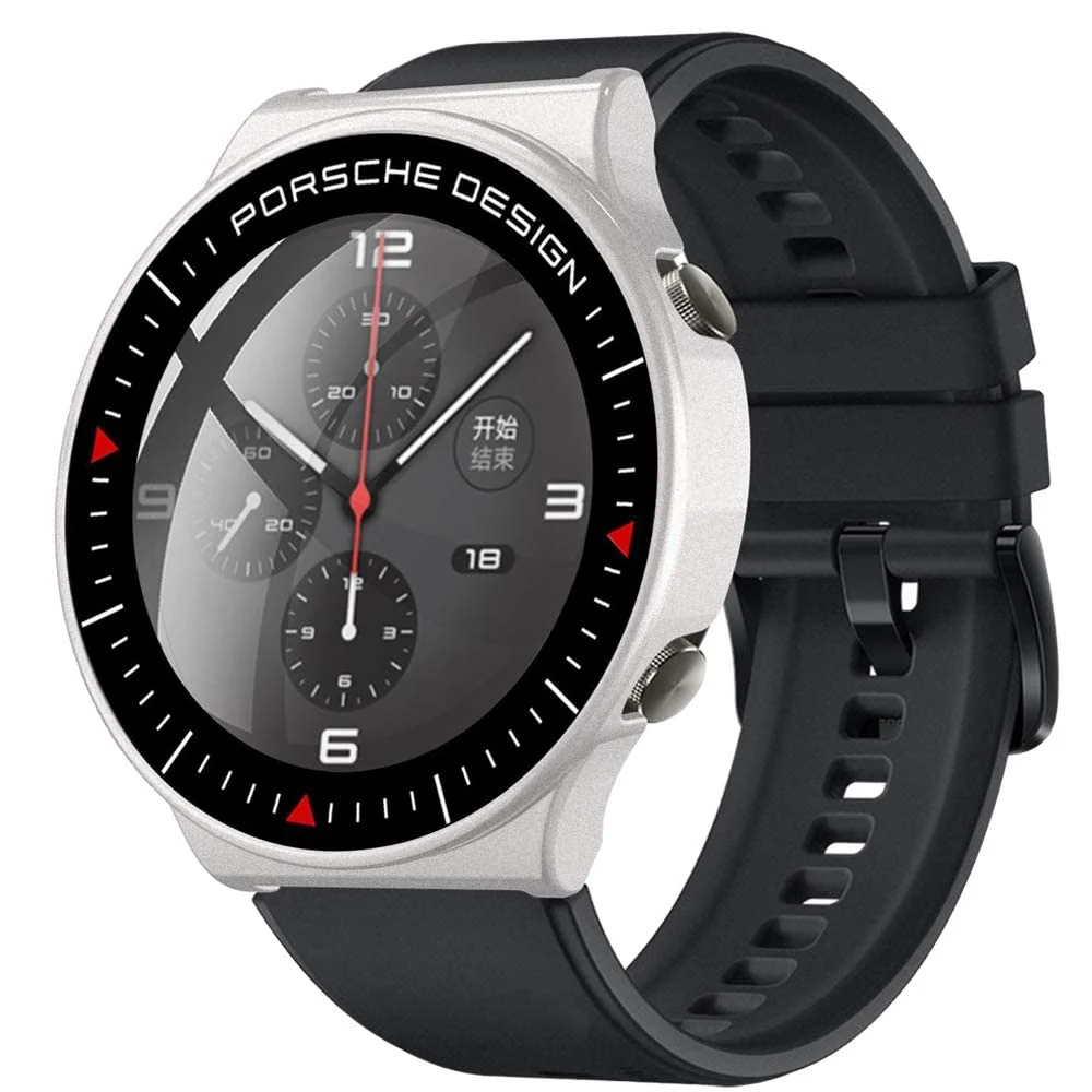 DL3 Mobilak Case Compatible with Huawei Watch GT2 Pro PC Cover with Bezel Tempered Glass Protection, Ultra Thin Full Protection for Huawei Watch GT 2 Pro Protective Case - Silver
