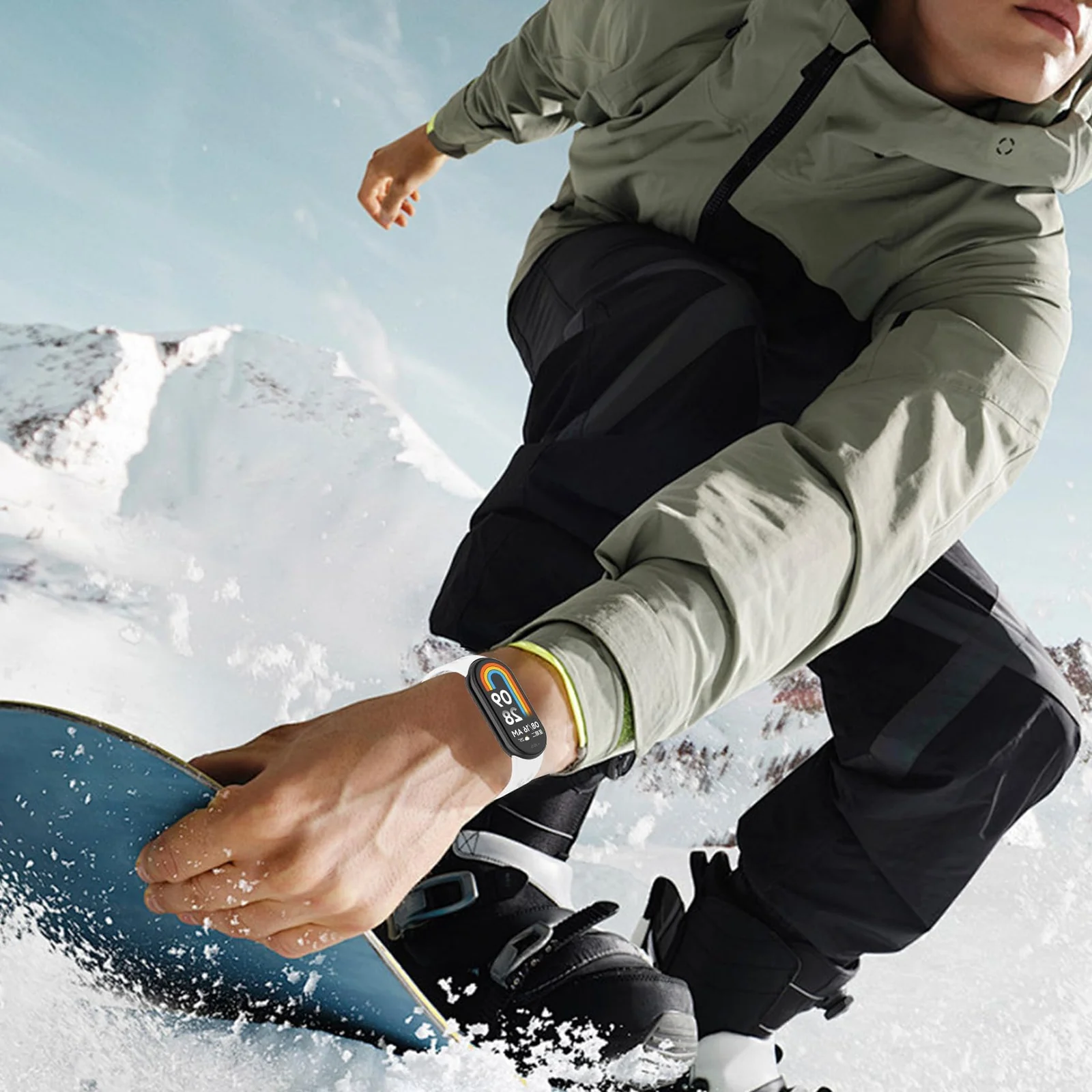 DL3 Mobilak Strap For Xiaomi Mi Band 10/9/8 Magnetic Metal Buckle Sport Silicone Breathable Strap for Men Women Band Quick Release Soft Replacment Wristband For Xiaomi Smart Band 8/9/10 - White