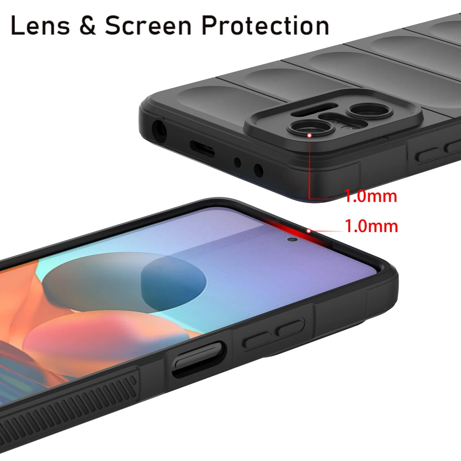 DL3 Mobilak Flexible Silicone and TPU Protective Case with Camera Protection for Xiaomi Redmi Note 10 Pro / Note 10 Pro Max - Black