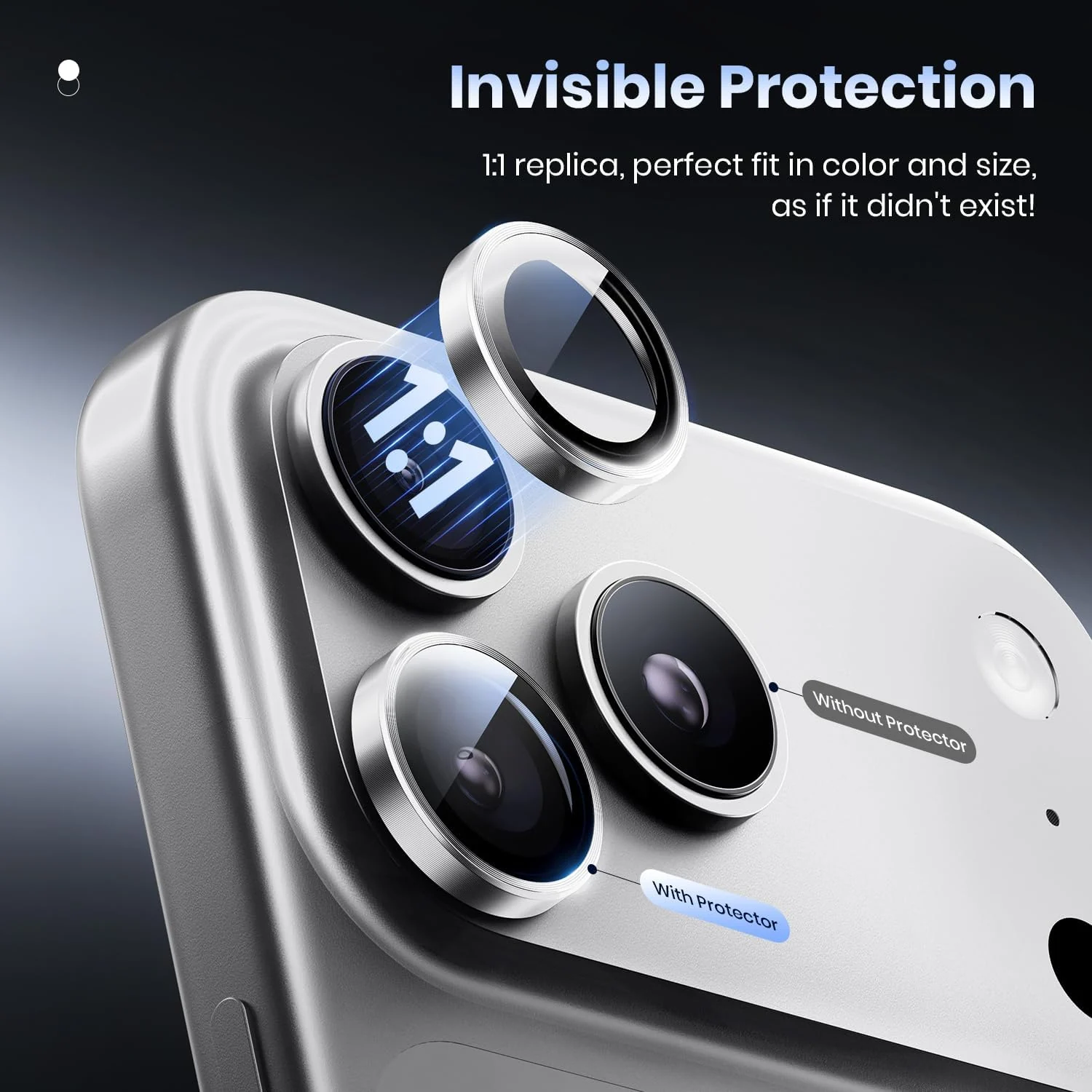 DL3 Mobilak Camera Lens Protector For iPhone 17 Pro/iPhone 17 Pro Max, [Keep Original Shooting] Tempered Glass Screen Protector Metal Individual Camera Cover, Case Friendly - Silver