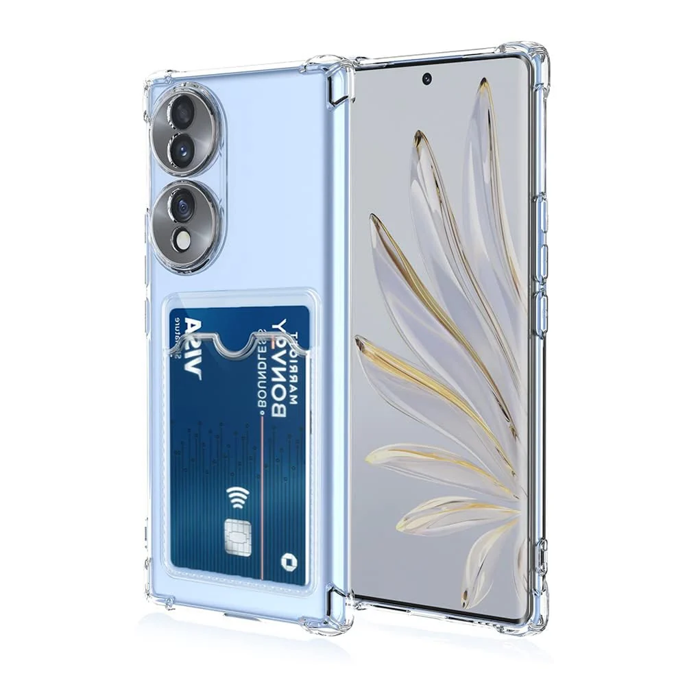 DL3 Mobilak Leather Wallet Case for Honor 90, Supports wireless charging, Camera protection, Shock-absorbing protection - Transparent
