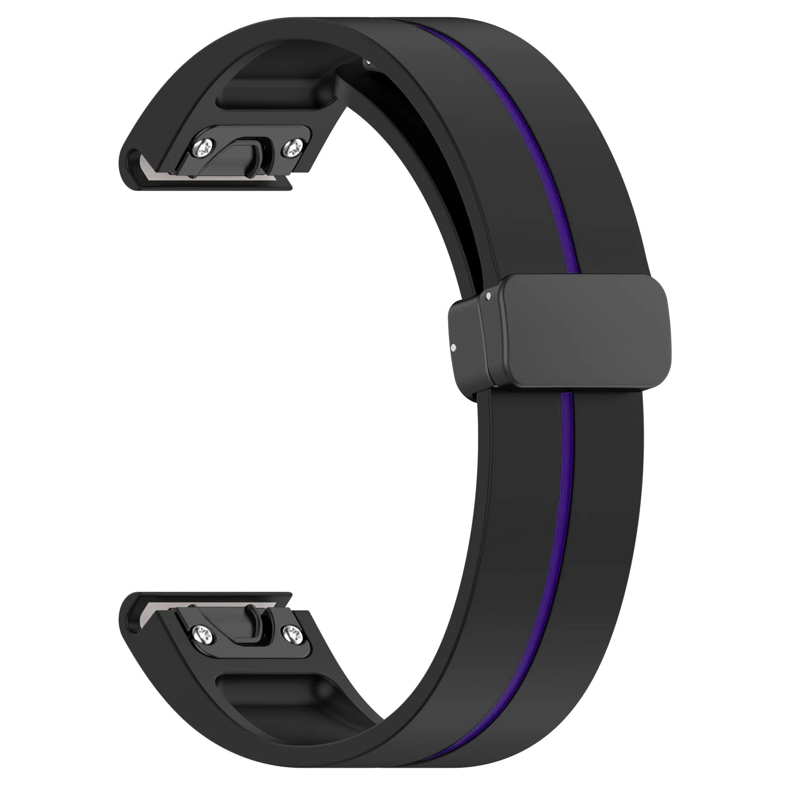 DL3 Mobilak Strap Silicone Magnetic Buckle 20MM For Samsung Gear Sport/Watch 6/5/4/5 Pro 45mm/S2 classic/active 2 40mm 44mm/Amazfit GTS 2/2e/GTS 3/3 Pro/GTS 4/GTS 2 Mini/3 Mini/4 Mini/Bip 3/Bip 3 Pro - Black Purple