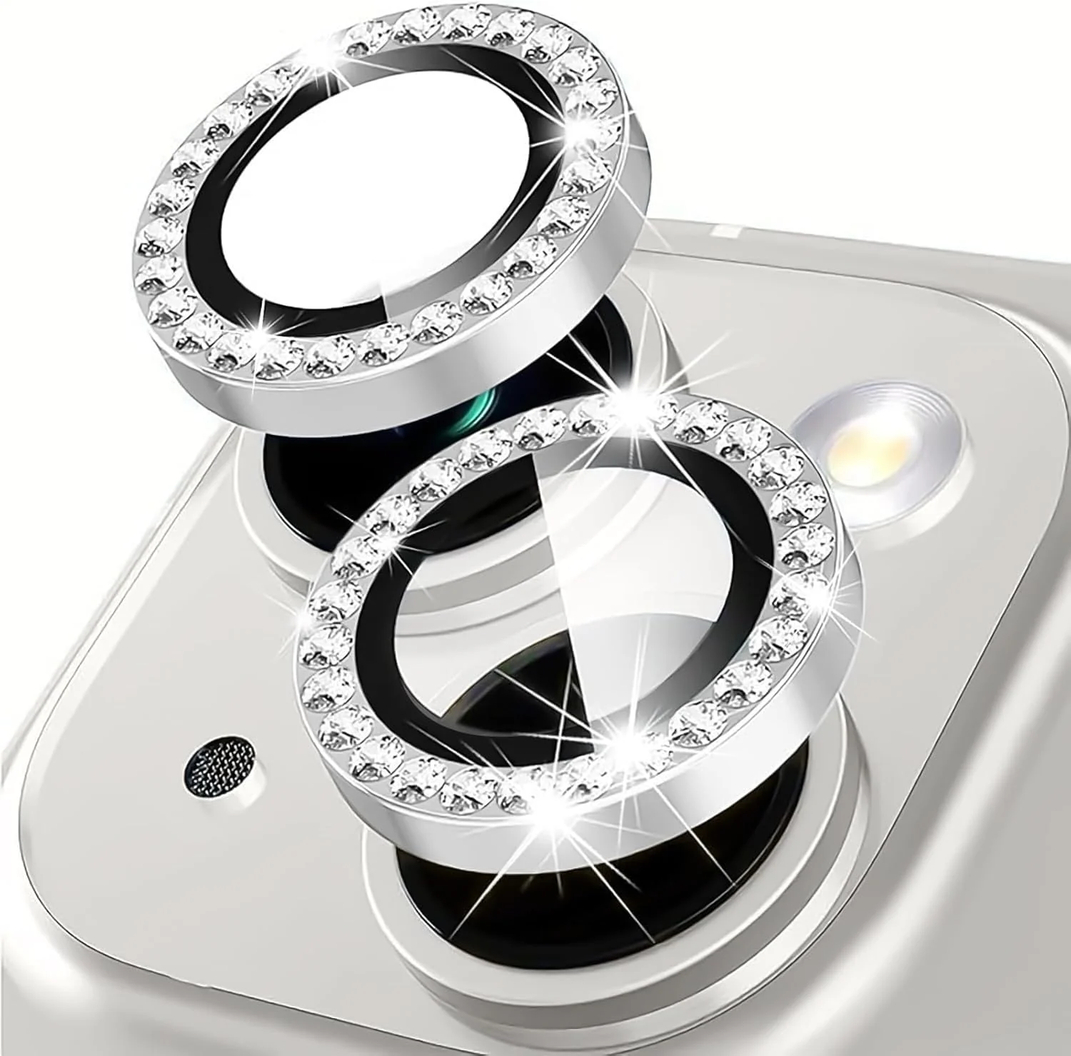 DL3 Mobilak Camera Lens Protector Compatible with [iPhone 13/13 mini] | Impact Protection - High Clarity and Scratch/Fingerprint Resistant 9H Tempered Glass with Aluminum Trim - A Silver