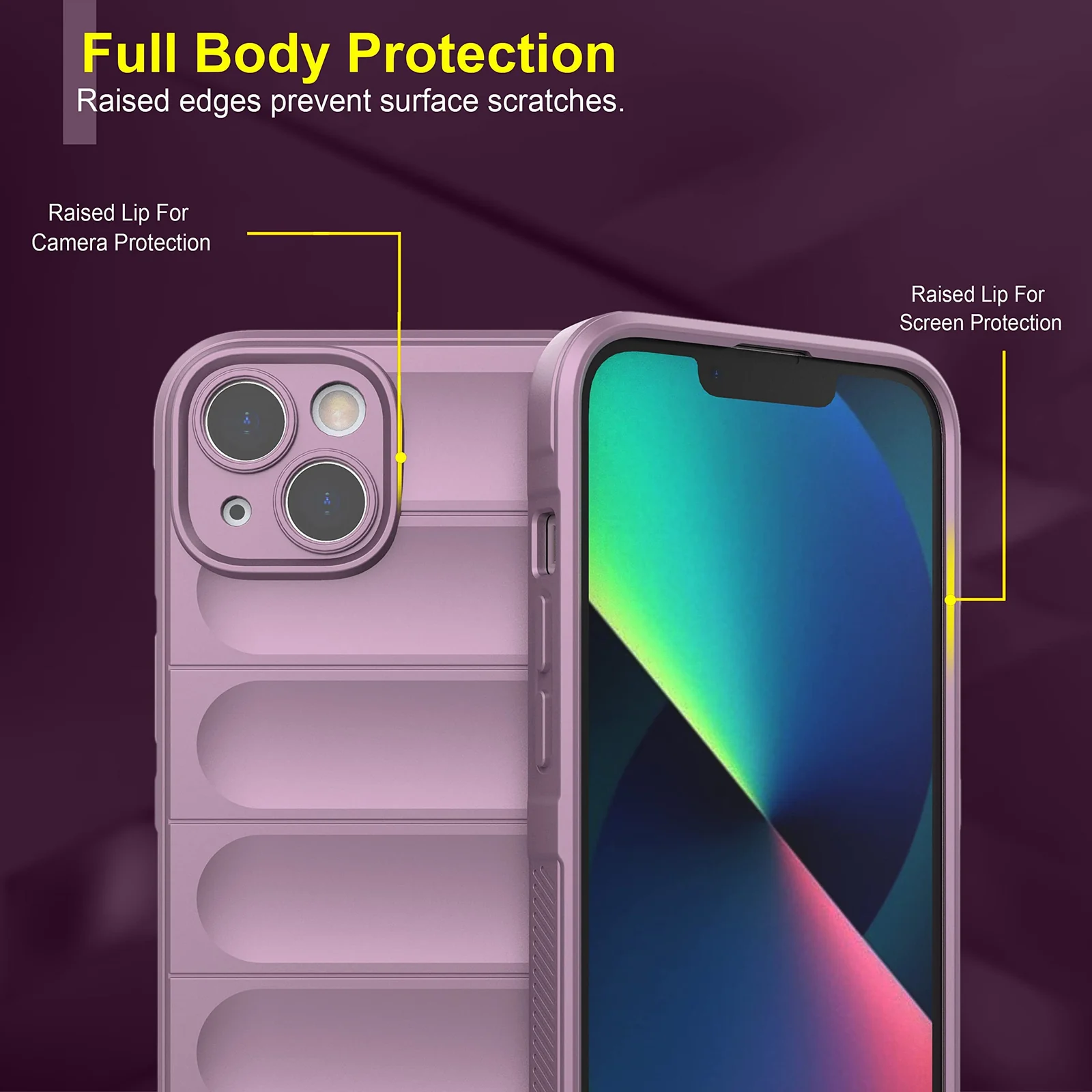 DL3 Mobilak Rugged Protective Case for iPhone 13 / iPhone 14 6.1-Inch, Camera protection, Shock-absorbing protection, Non-slip grip - Purple