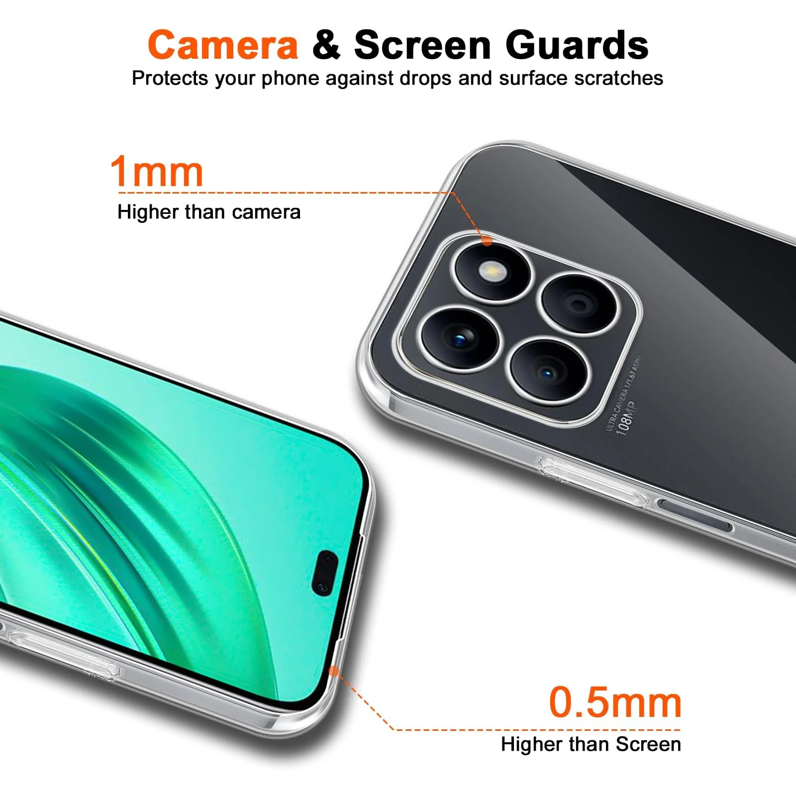 DL3 Mobilak Case Compatible with Honor X8B Case Crystal Soft TPU Gel Case Flexible Silicone Anti-Scratch Camera Protection TPU Cover - Clear