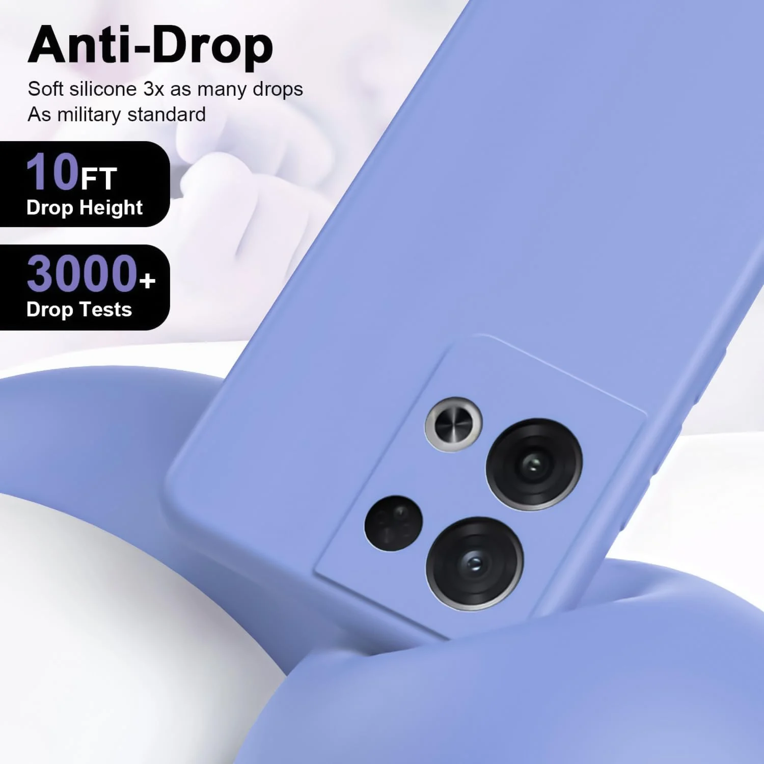 DL3 Mobilak Liquid Silicone Protective Case with Soft Microfiber Lining with Full Camera Protection for OPPO Reno 8 Pro 5G / Reno8 Pro+ Plus 5G - Baby Blue