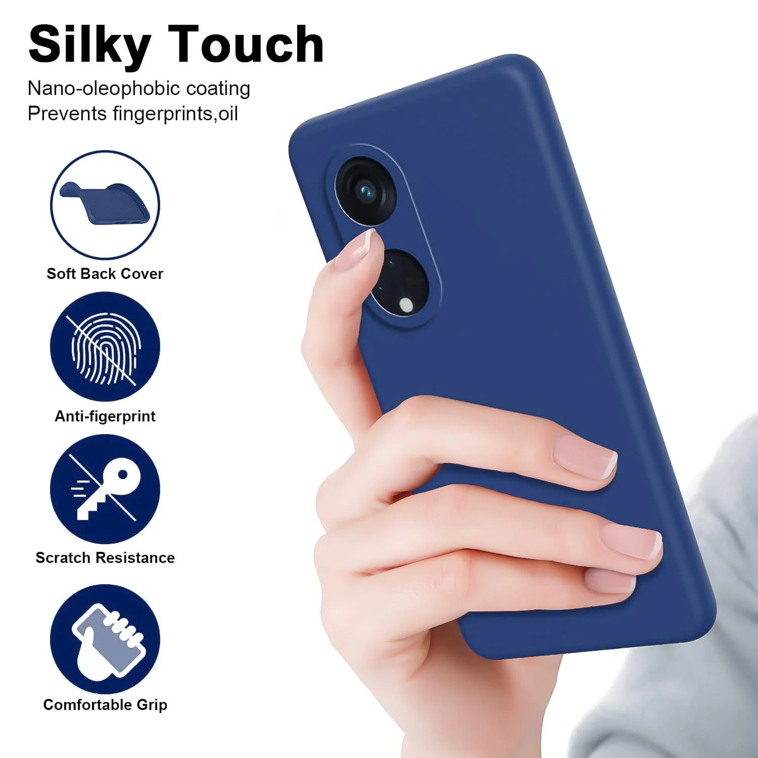 DL3 Mobilak Liquid Silicone Protective Case for OPPO Reno 8T 5G / OPPO A1 Pro with Microfiber Lining and Shockproof Design - Blue