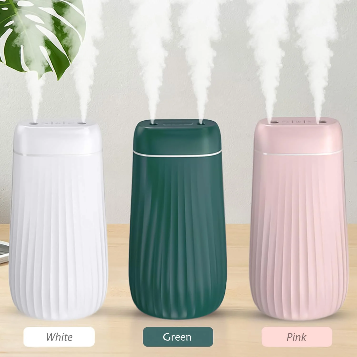 Mobigon Wood Cool Mist Ultrasonic Humidifier for Room Moisture, Aroma Diffuser for Home, 1000ml Essential Oil Diffuser with 7 Colorful Night Light, Auto Shut-Off, Home, Office - Green