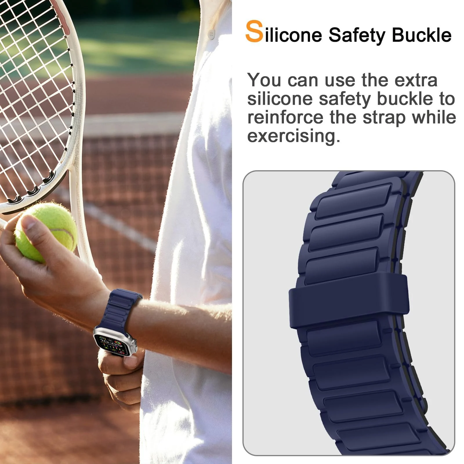 DL3 Mobilak Silicone Straps Compatible with Apple Watch Ultra Strap 49mm 46mm 45mm 44mm 42mm, Loop Band with Strong Magnetic Closure Designed for iWatch Ultra Ultra 2 Series 11 10 9 8 7 6 5 4 3 2 1 SE - A-Blue/Black
