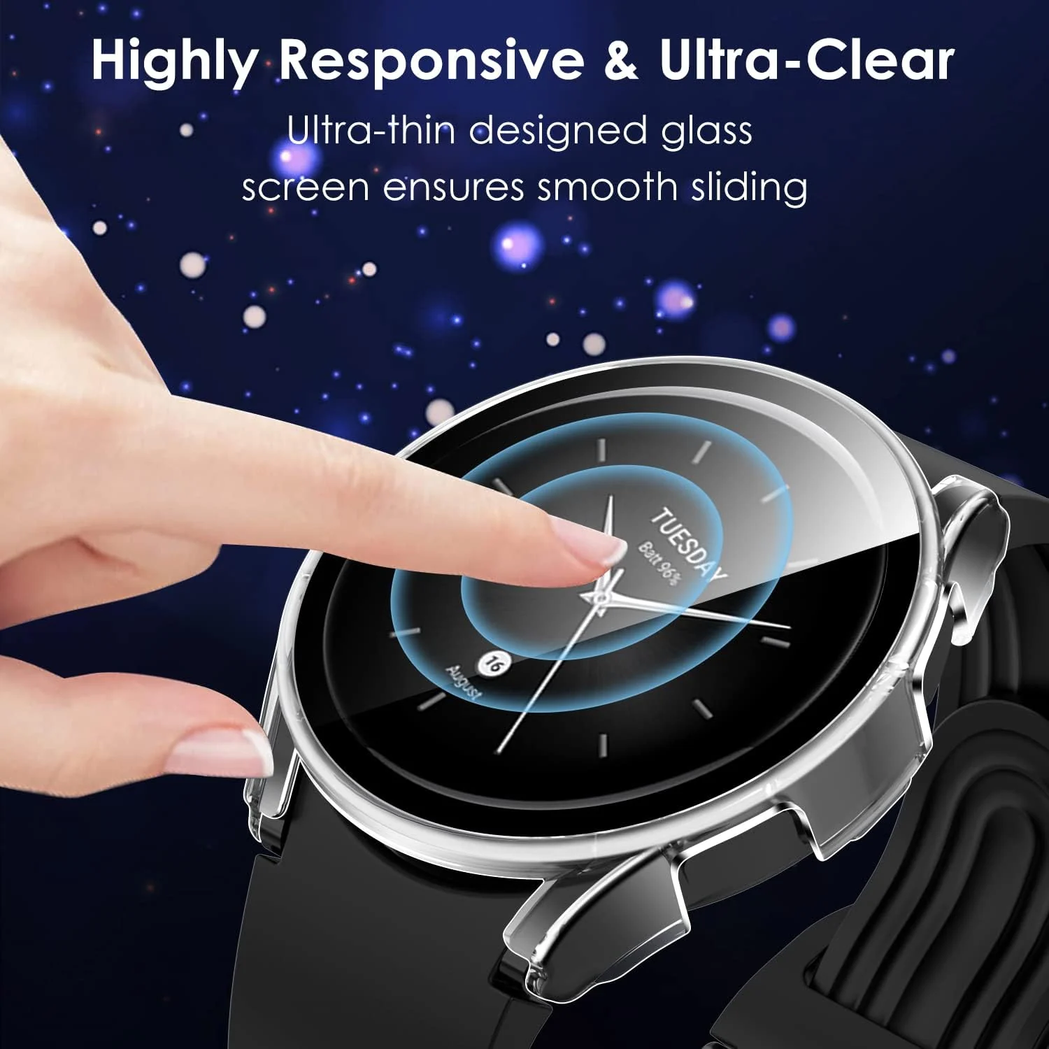 DL3 Mobilak For Xiaomi Watch S2 42mm Case with Tempered Glass Screen Protector for Xiaomi Watch S2 42mm, 9H Hardness 360° All-Round Protective Ultra Thin Protective PC Case - Clear