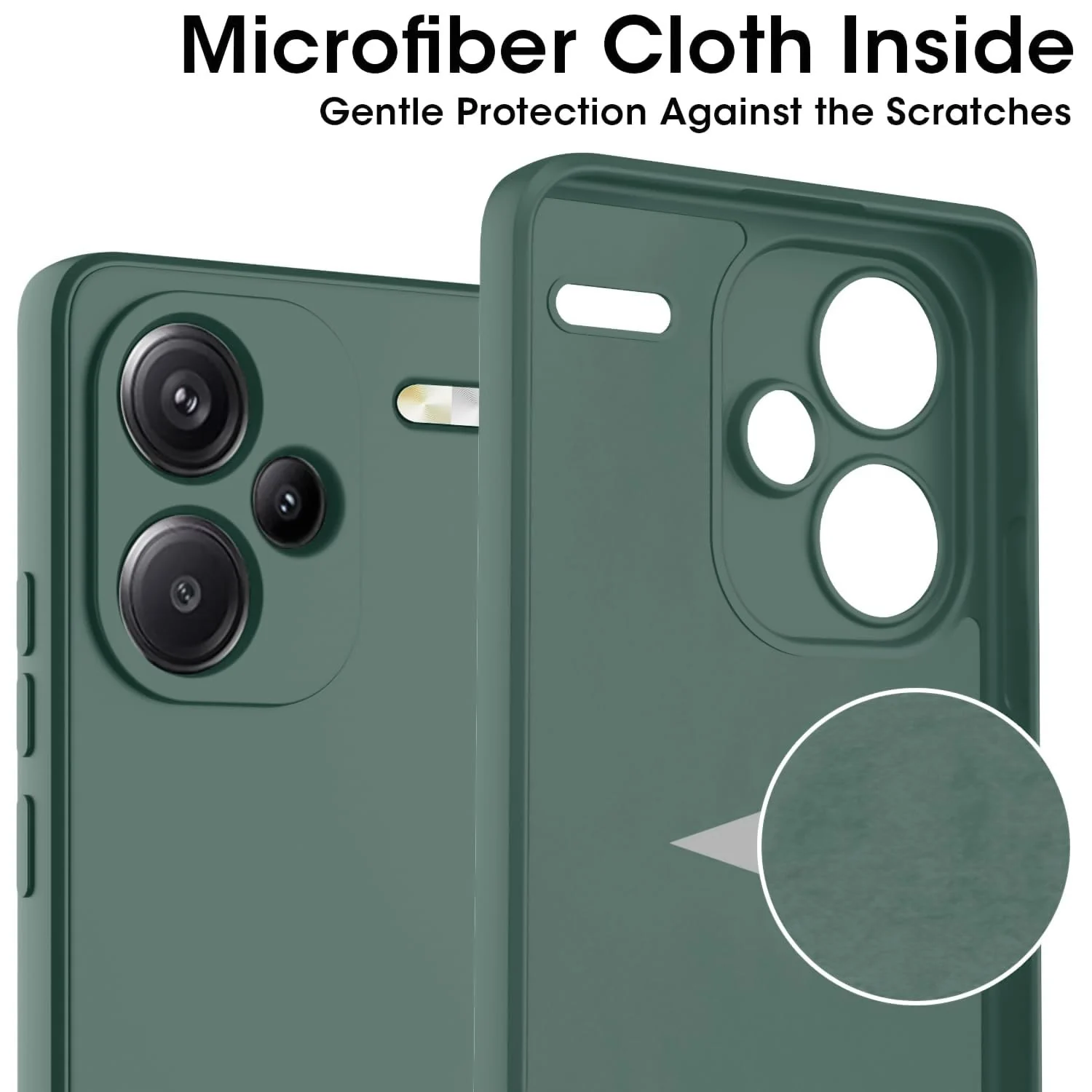 DL3 Mobilak Xiaomi Redmi Note 13 Pro+ Plus 5G Case, Soft Flexible Liquid Silicone Gel Rubber Bumper Cover, Full Body Shockproof Protective Phone Case - Green