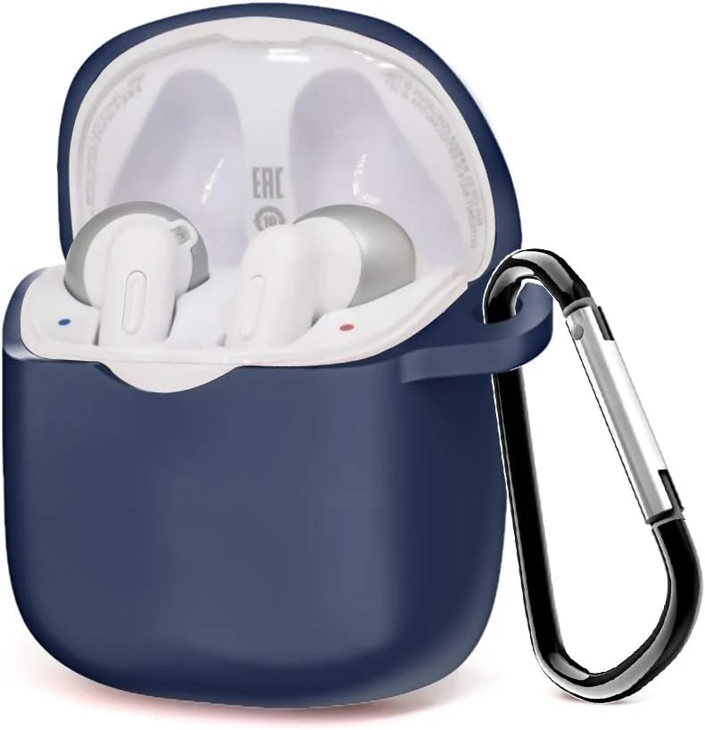 DL3 Mobilak Silicone Case Compatible with JBL Tune 220TWS/225TWS Earbuds, Soft Silicone Protective Case Cover, Shockproof Sleeve with Carabiner - Blue