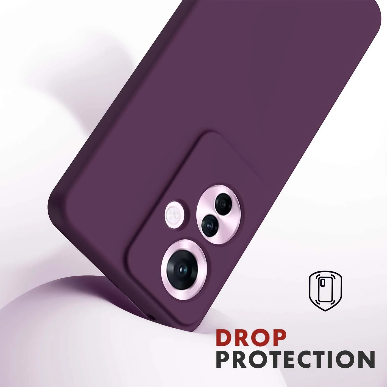 DL3 Mobilak Liquid Silicone Protective Case for OPPO Reno11 F 5G with Camera Protection and Microfiber Lining - Purple