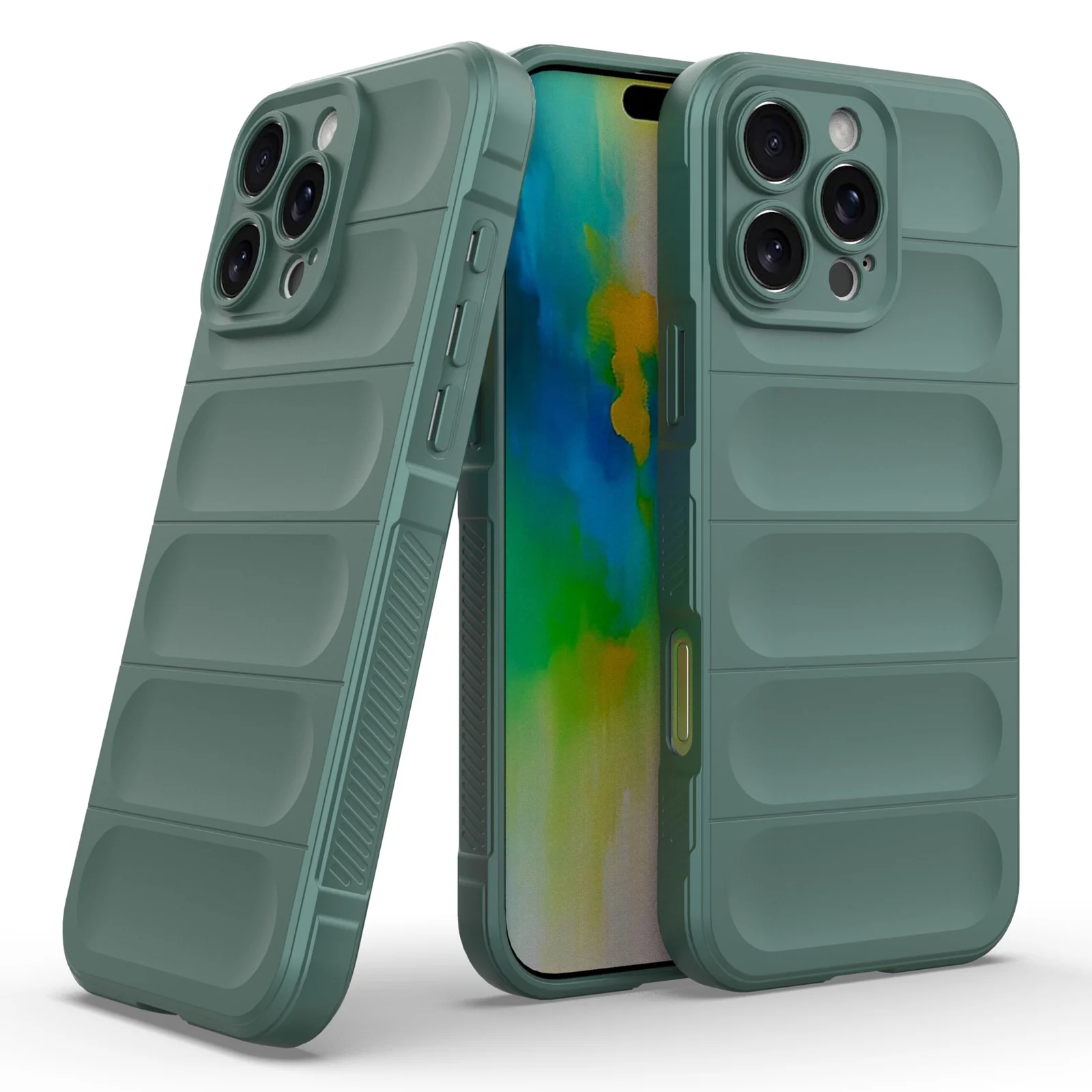 DL3 Mobilak Silicone Case for iPhone 16 Pro 6.3-Inch Heavy Duty Protective [Slim Fit] Shockproof Soft Flexible Protective Design Shock-Absorption TPU Cover With Camera Protection - Green