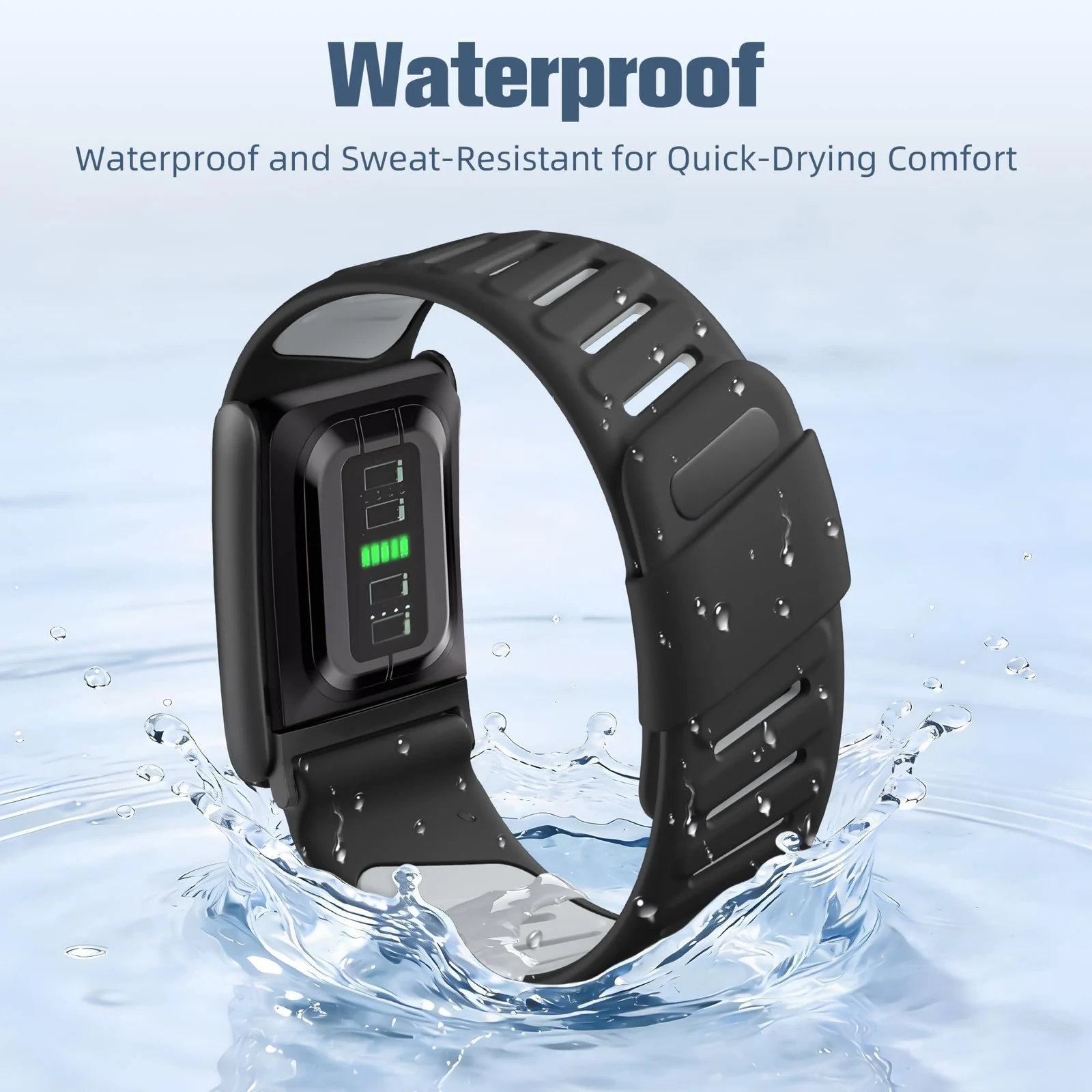 MOBIGON Breathable Silicone Sport Strap for WHOOP 5.0 One / Peak (Not Life), Black / Gray