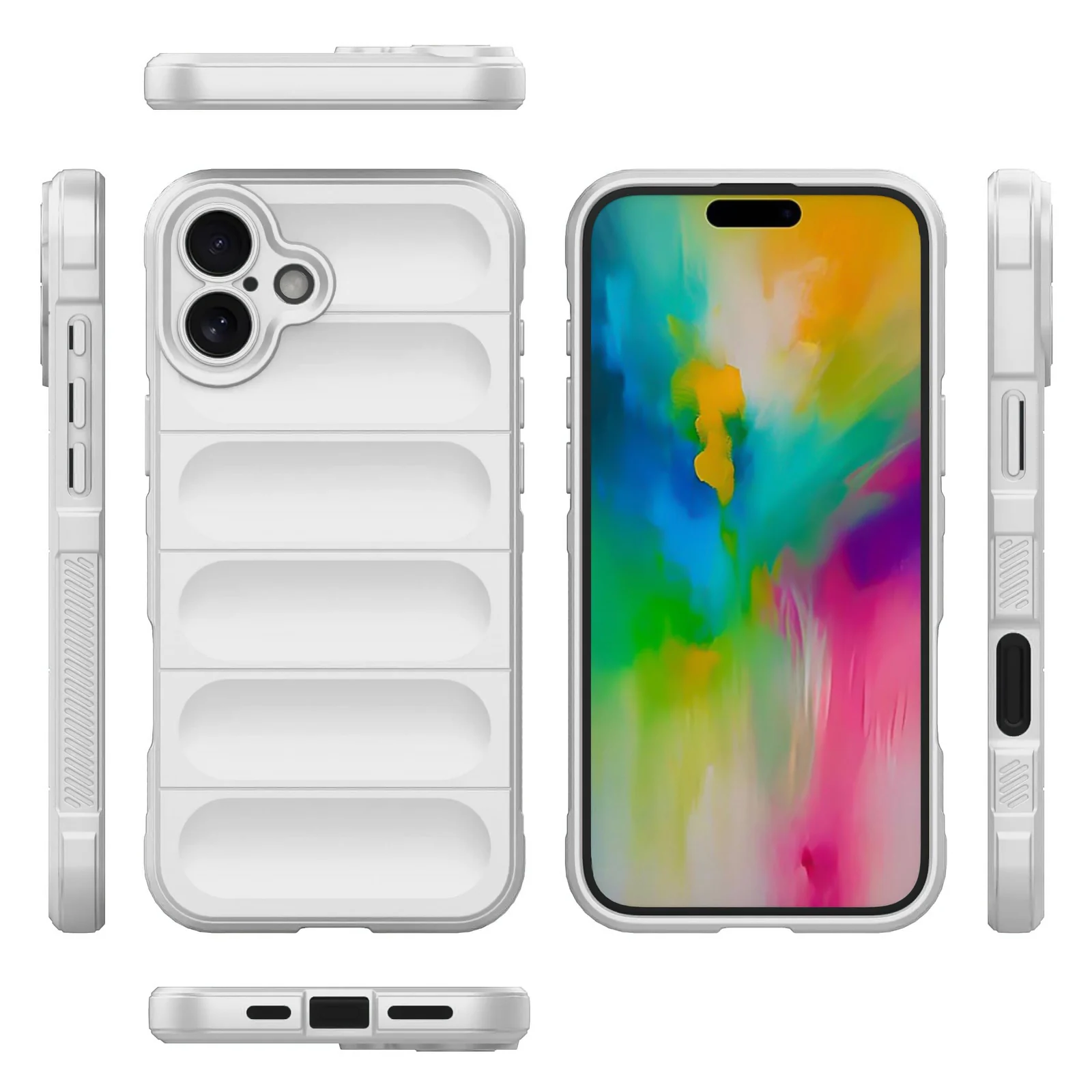 DL3 Mobilak Rugged Protective Case for iPhone 16 + Plus 6.7-Inch, Camera protection, Shock-absorbing protection, Non-slip grip - White