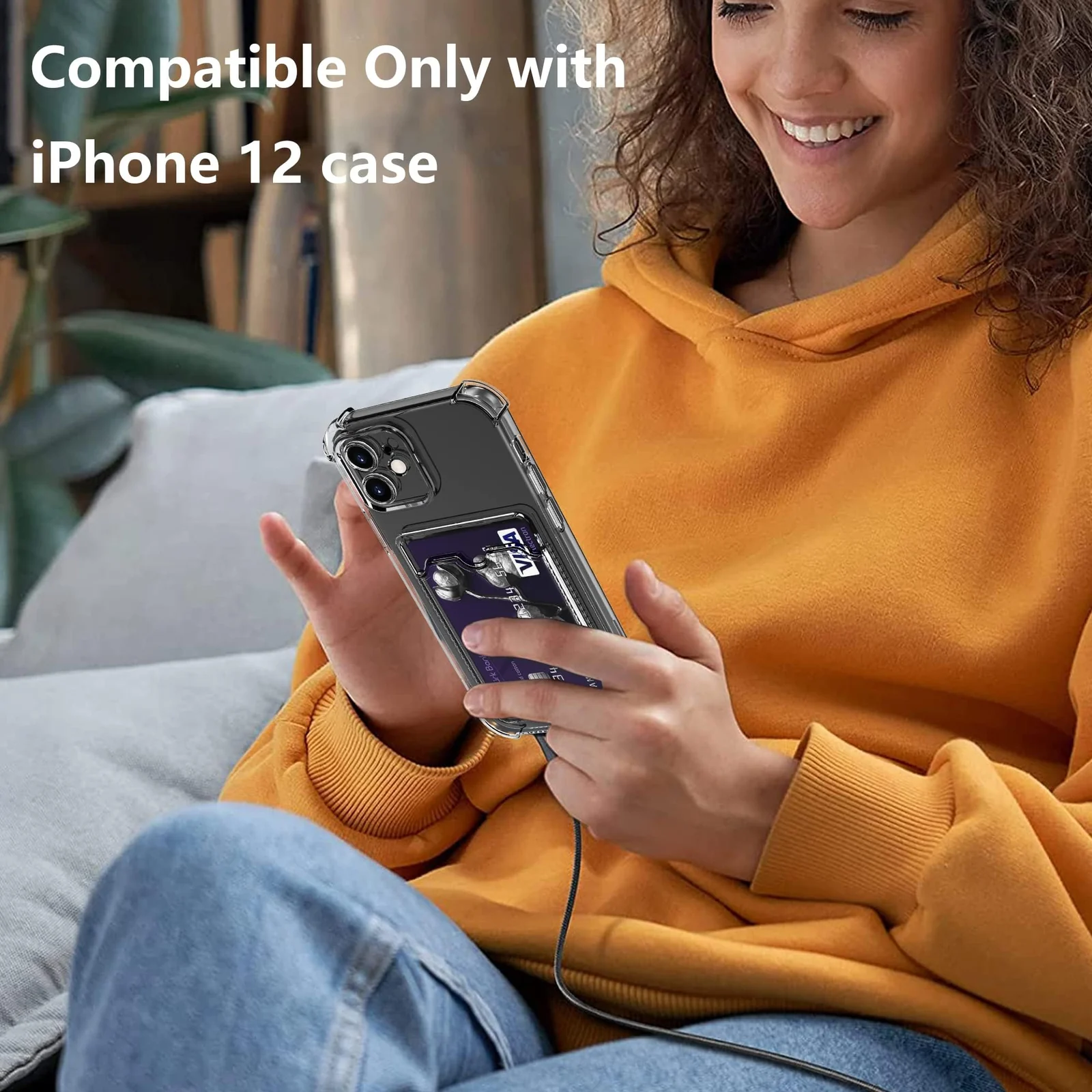 DL3 MOBILAK Case Compatible with iPhone 12 6.1-Inch Clear Card Holder Back Wallet Crystal Transparent Soft TPU Shockproof Bumper Corner Drop Protection Phone Cover With Camera Lens Protection