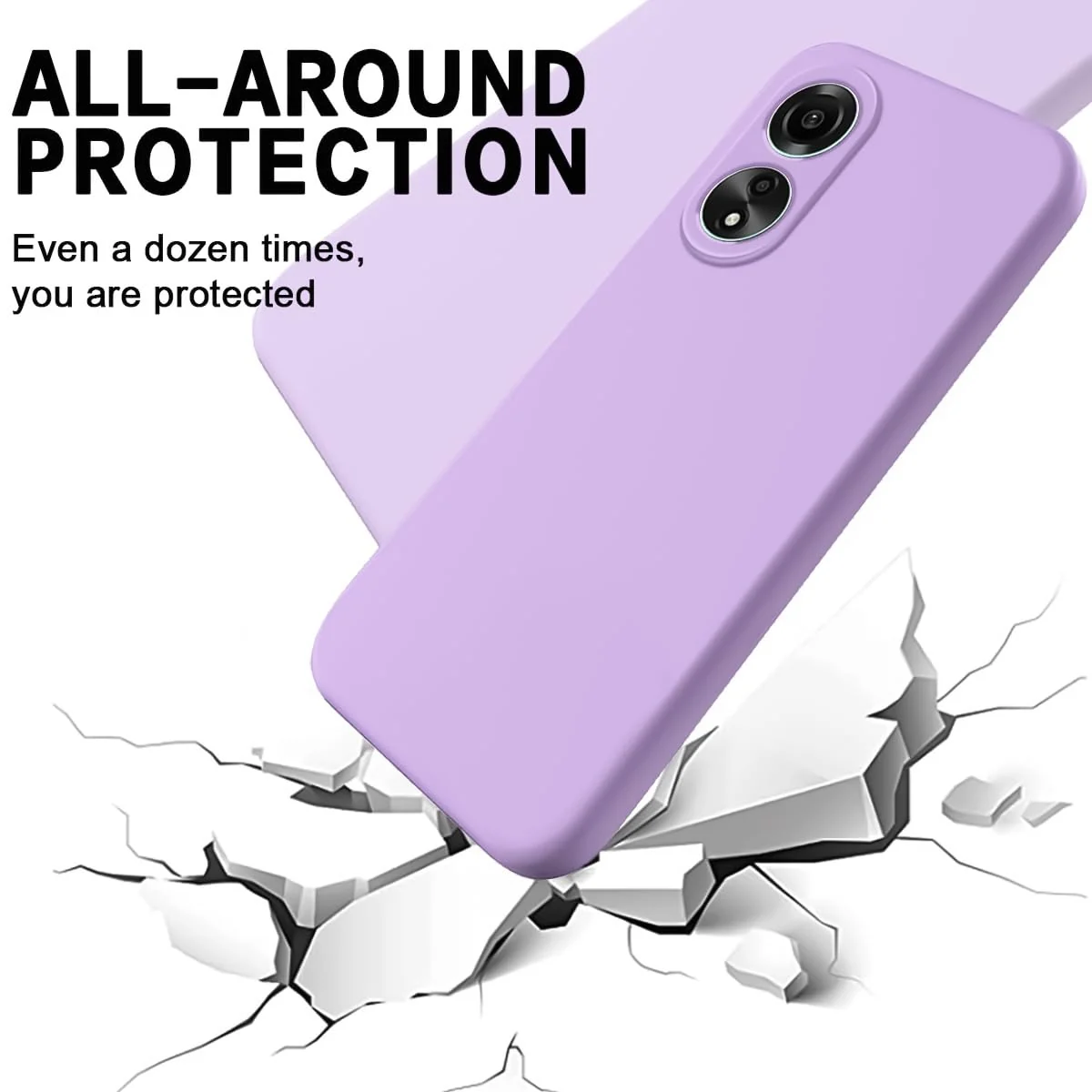 DL3 Mobilak Soft Silicone Protective Case for OPPO A78 with Microfiber Lining and Shockproof Design - Light Purple