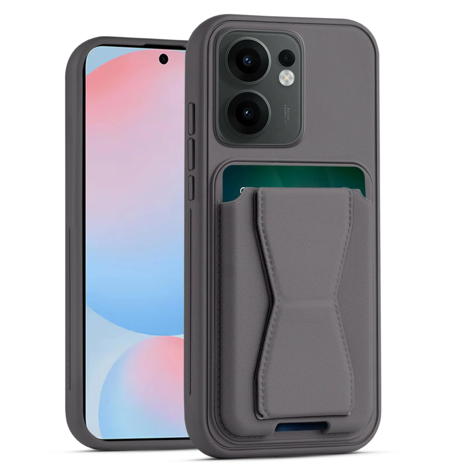 DL3 Mobilak Leather Wallet Case Compatible with OPPO Reno13 F/Reno 13F, Leather Back Cover With TPU Frame, Shockproof Protective Phone Case with Card Holder Stand - Lavender Purple