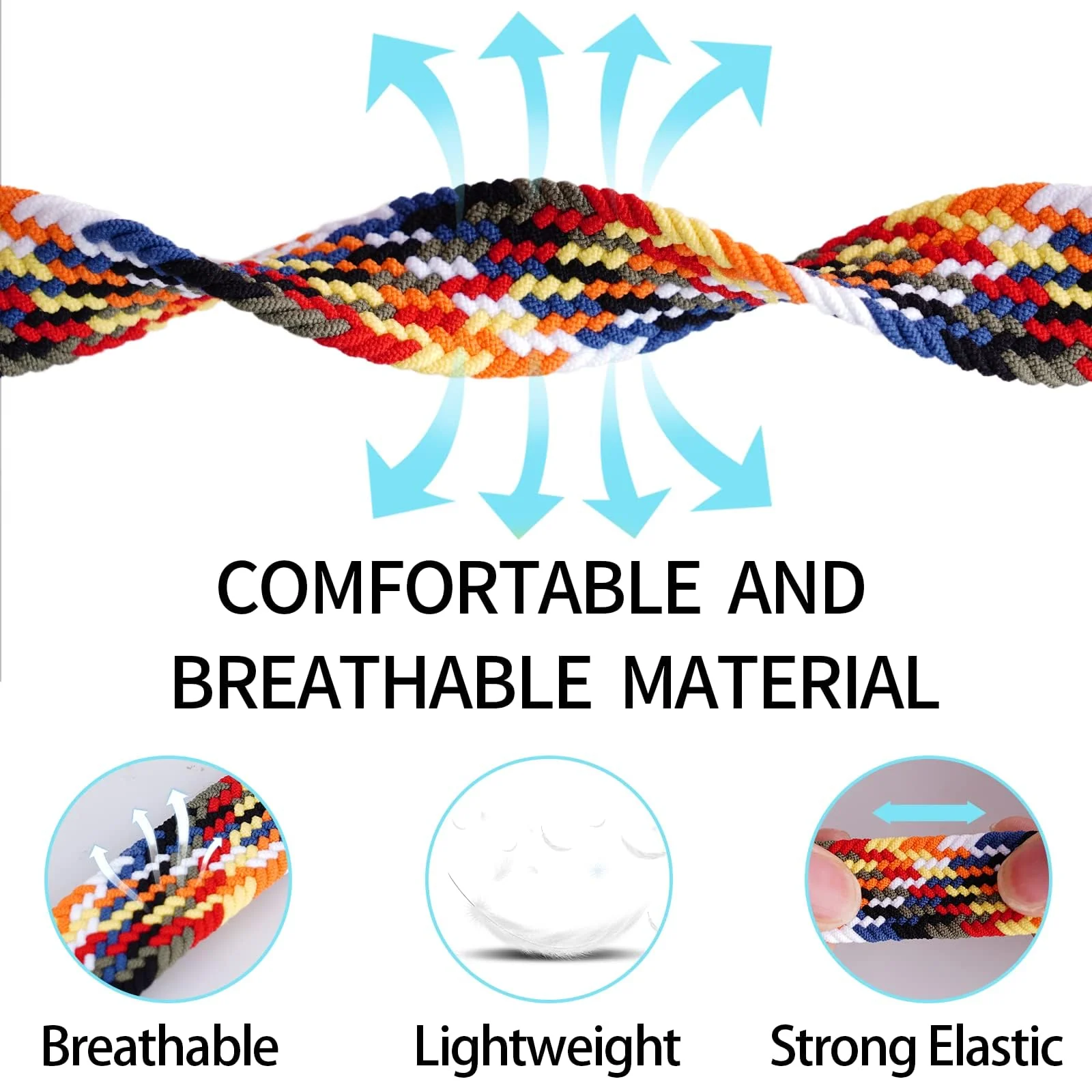 DL3 Mobilak Band 20MM Nylon Braided Solo Loop Strap For Samsung Gear Sport/Watch 6/5/4 40mm 44mm/Watch 6 Classic 43mm 47mm/ 5 Pro 45mm/active 2 40mm 44mm (Colorful, Small) - Colorful