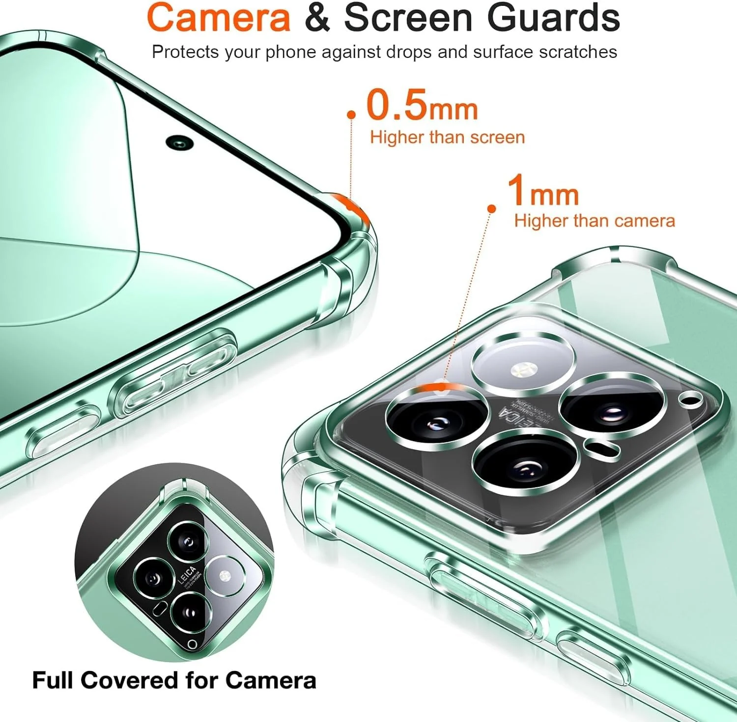 DL3 Mobilak Clear TPU Protective Case for Xiaomi 14 with Camera Protection and Shockproof Design - Clear
