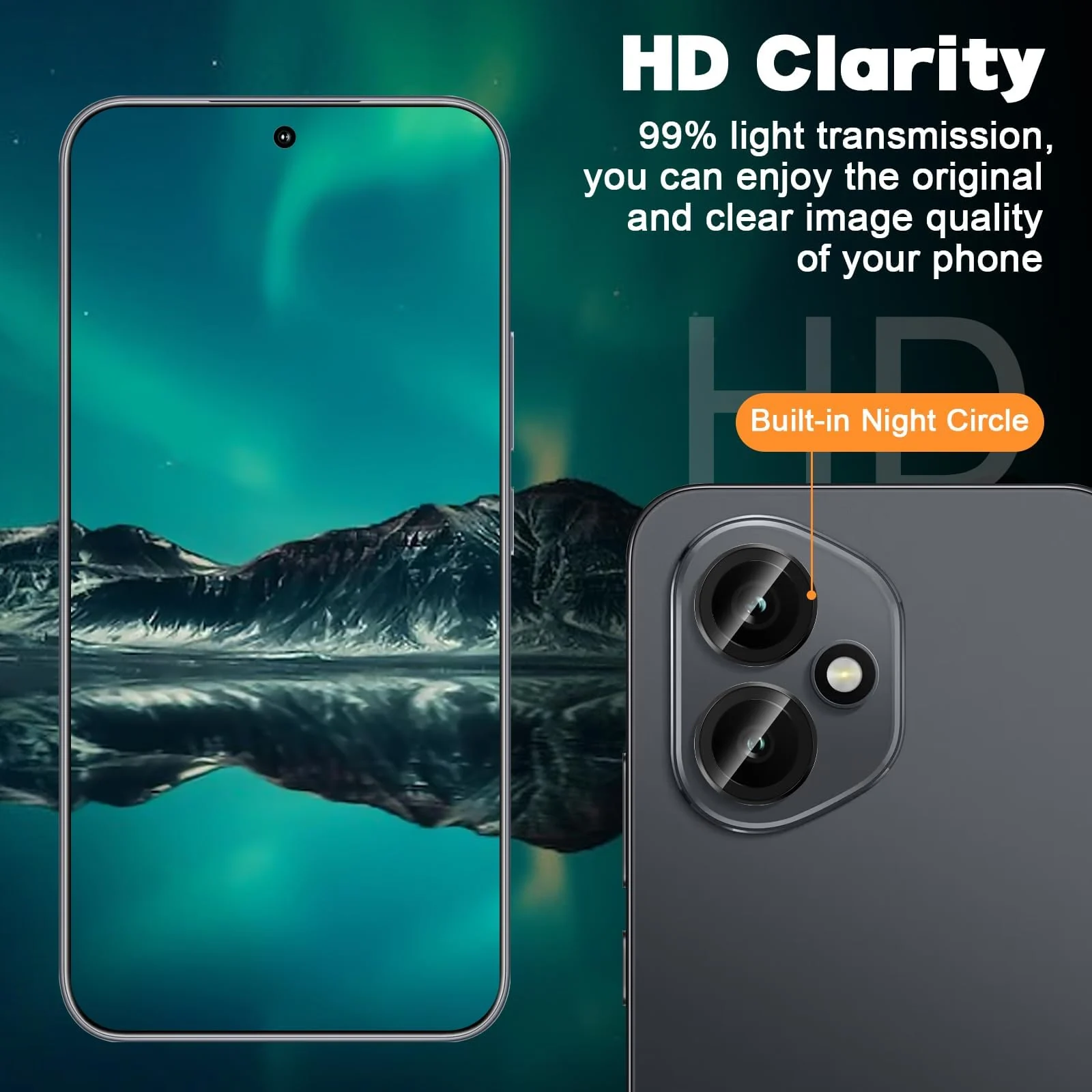 DL3 Mobilak Camera Lens Protector for Honor 400 5G Accessories, 9H Tempered Glass Metal Individual Ring Camera Cover Screen Protector, Case Friendly, Anti Scratch - Black