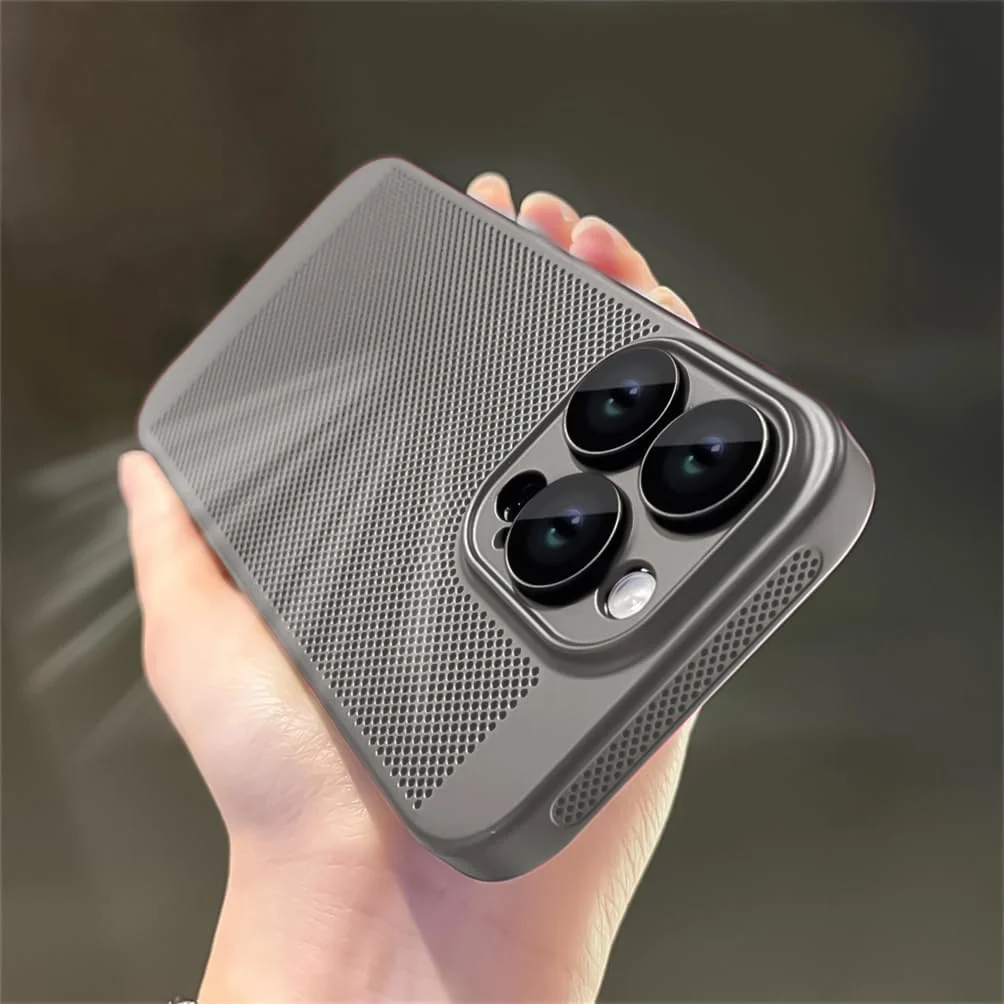 DL3 Mobilak Heat-Dissipation Hard PC Case with Built-In Camera Lens Protector for iPhone 16 6.1-Inch - Titanium Gray